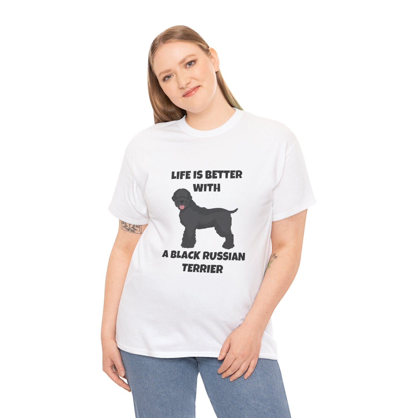 Black Russian Terrier, Black Russian Terrier Dog, Life is Better with a Black Russian Terrier, Unisex Heavy Cotton Tee