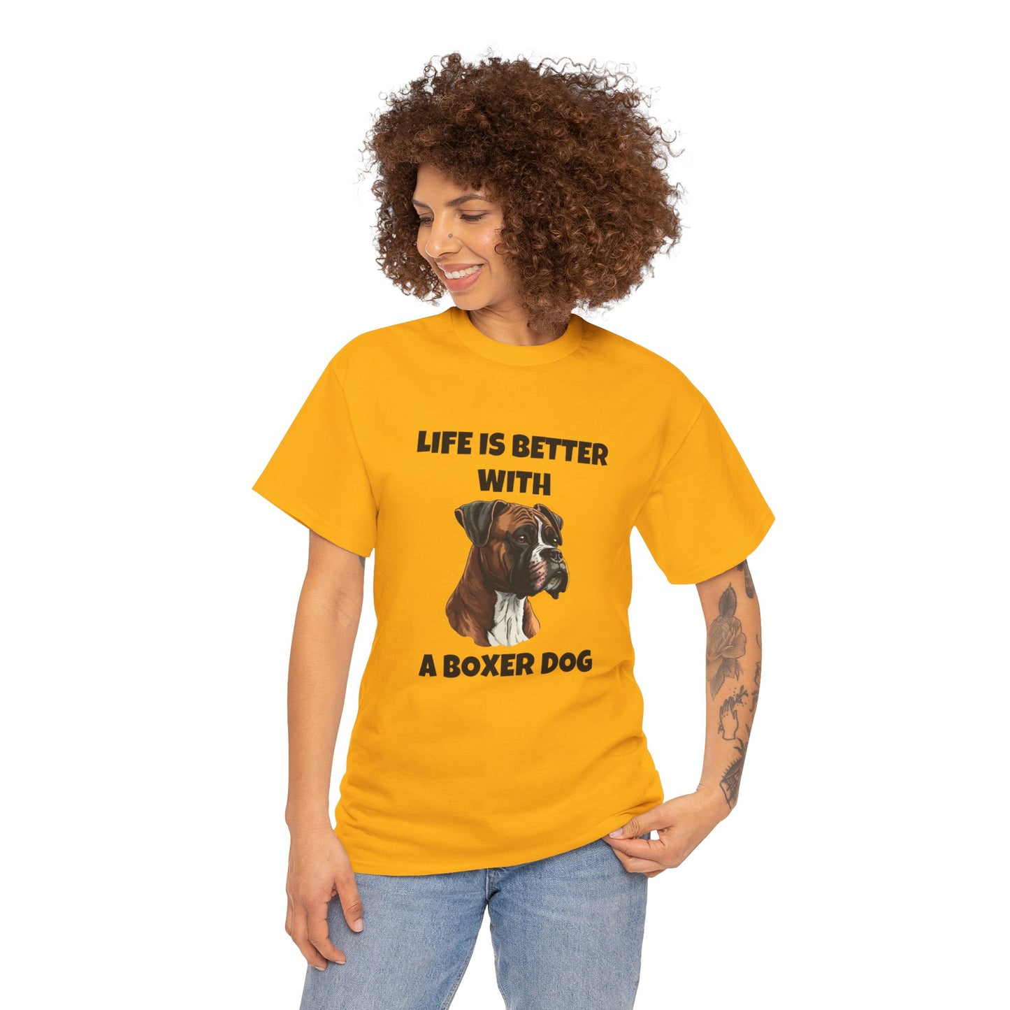 Boxer, Boxer Dog, Life is Better with a Boxer Dog, Unisex Heavy Cotton Tee