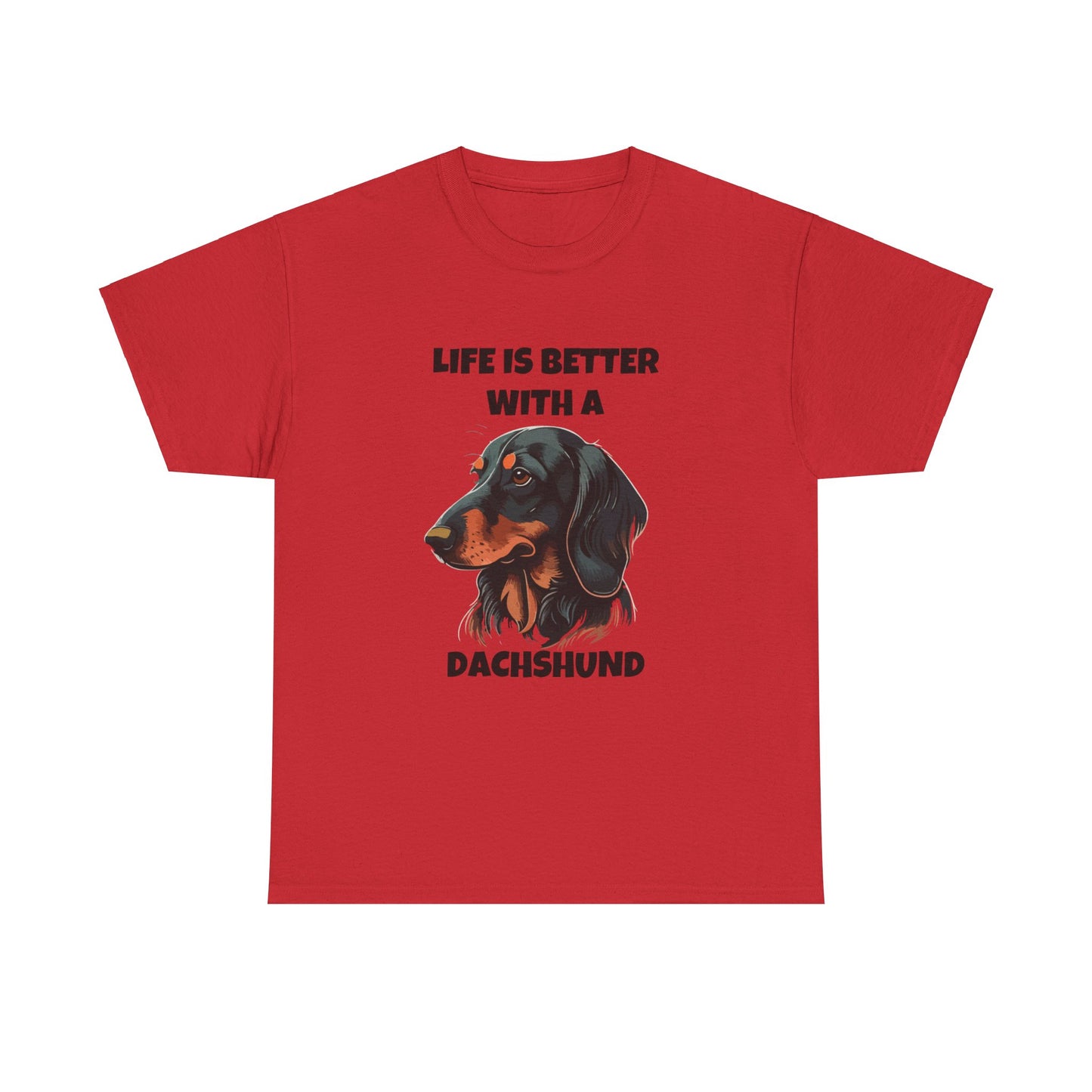 Dachshund Dog, Black Dachshund, Life is Better with a Dachshund, Unisex Heavy Cotton Tee