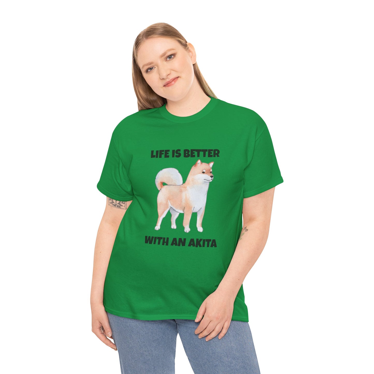 Akita, Akita Dog, Life is Better with an Akita, Unisex Heavy Cotton Tee