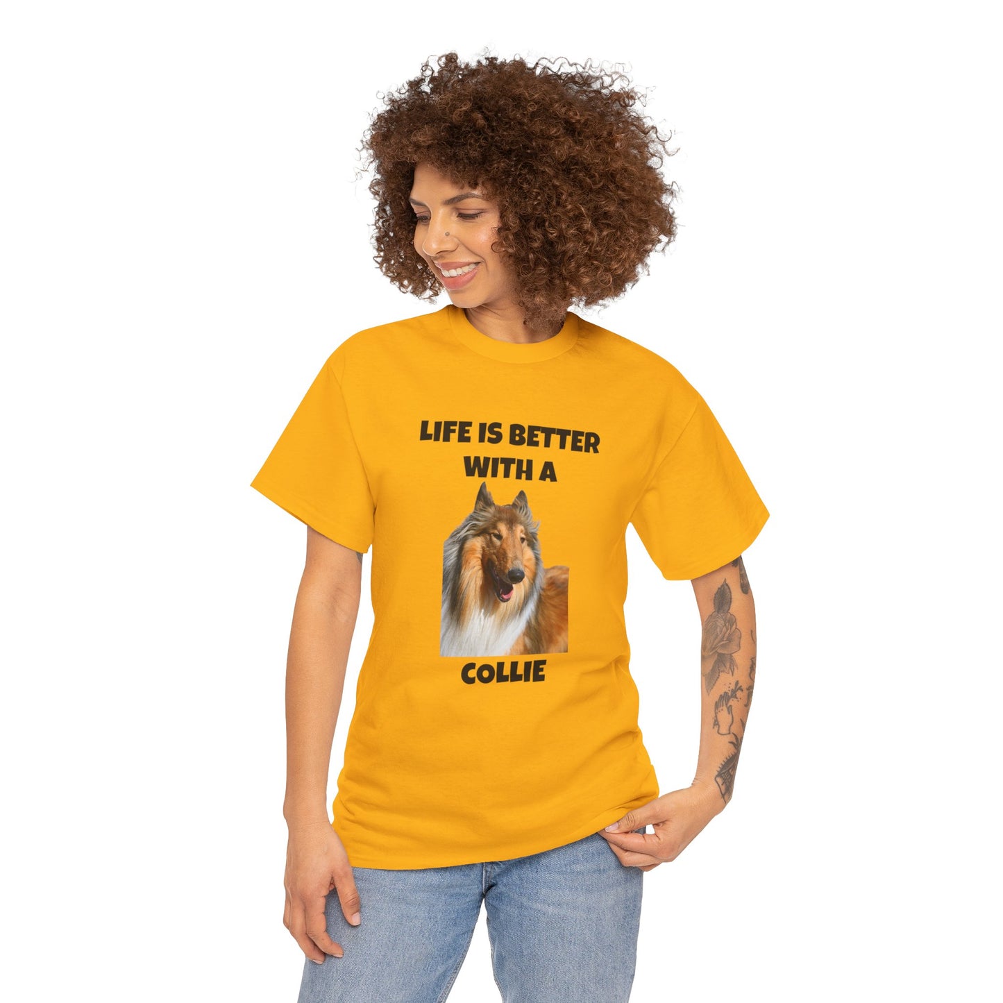 Collie Dog, Life is Better with a Collie, Unisex Heavy Cotton Tee