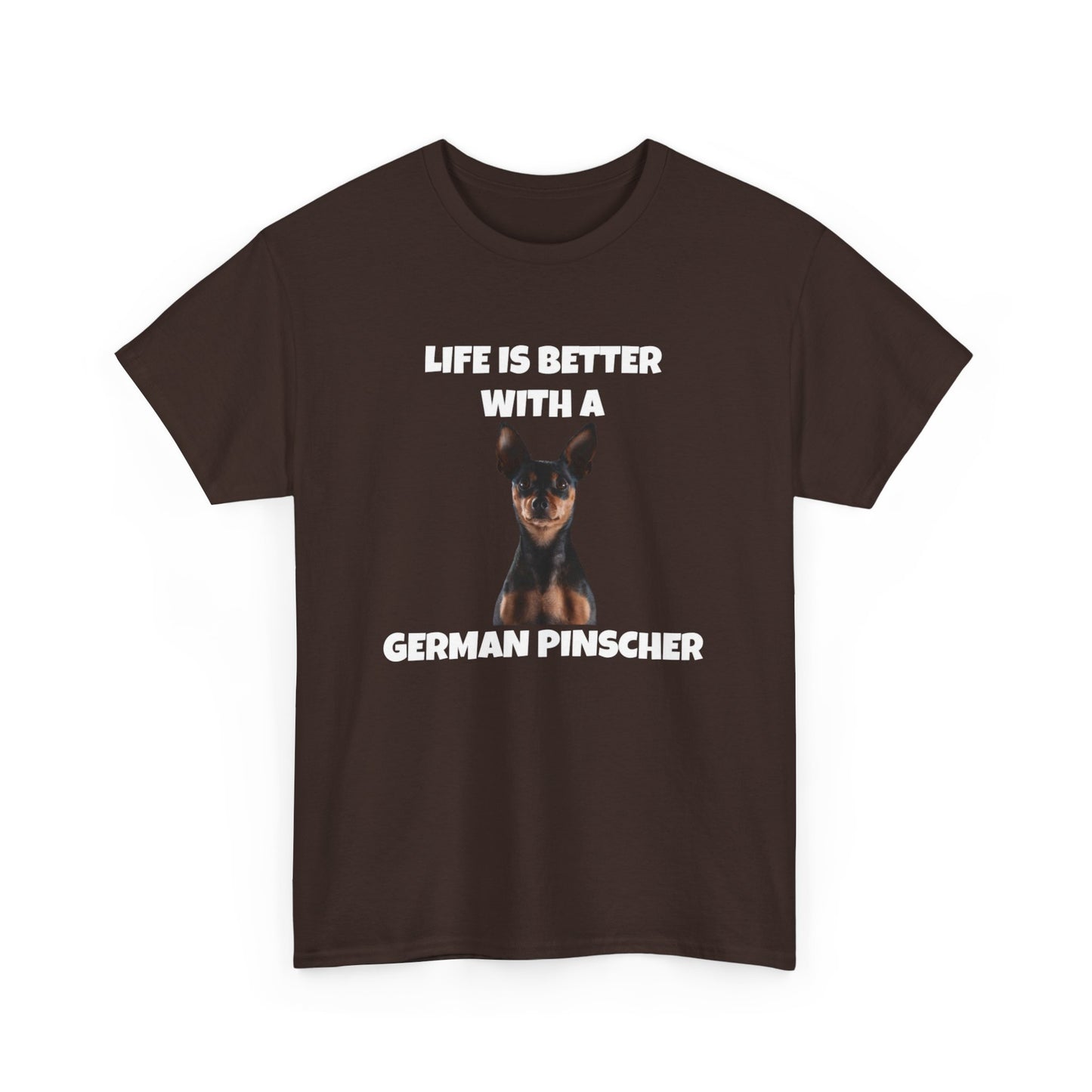 German Pinscher, German Pinscher Dog, Life is Better with a German Pinscher, Dark Unisex Heavy Cotton Tee