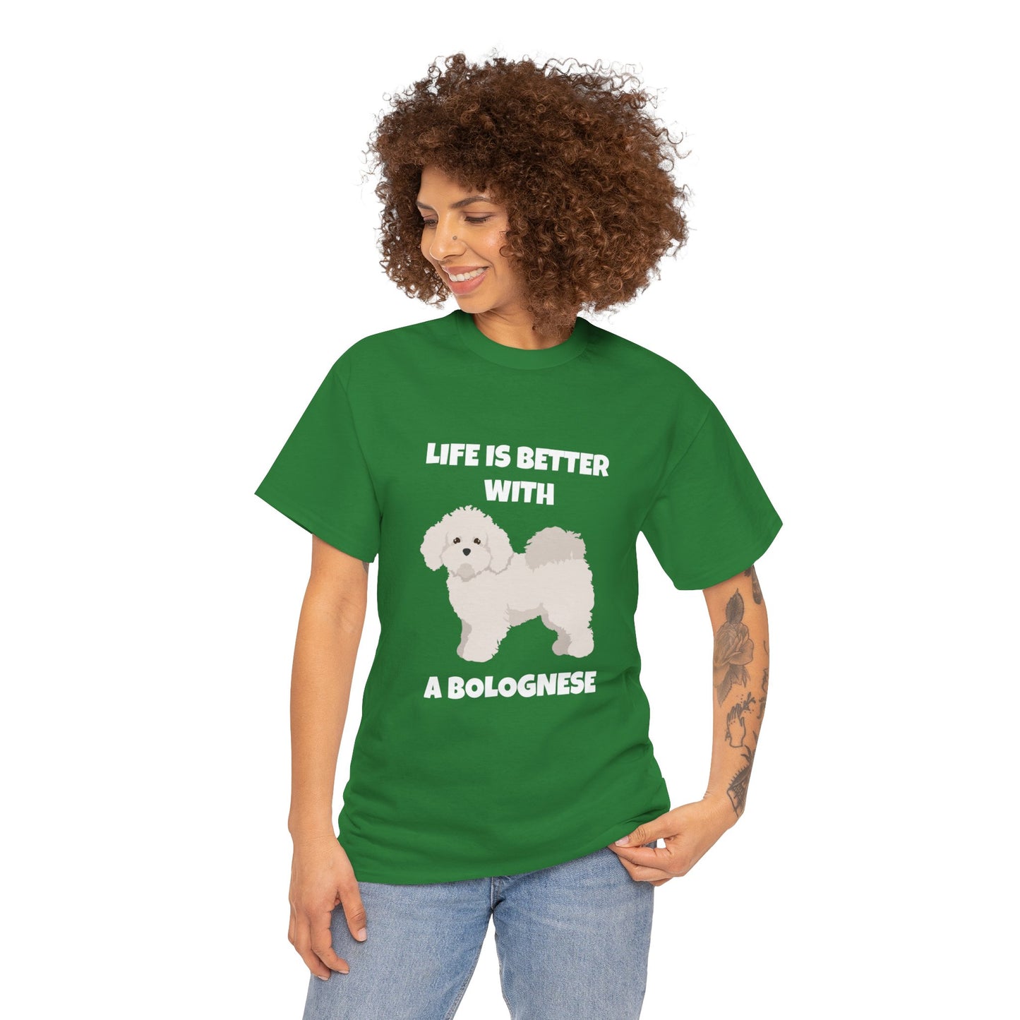 Bolognese, Bolognese Dog, Life is Better With A Bolognese, Dark Unisex Heavy Cotton Tee