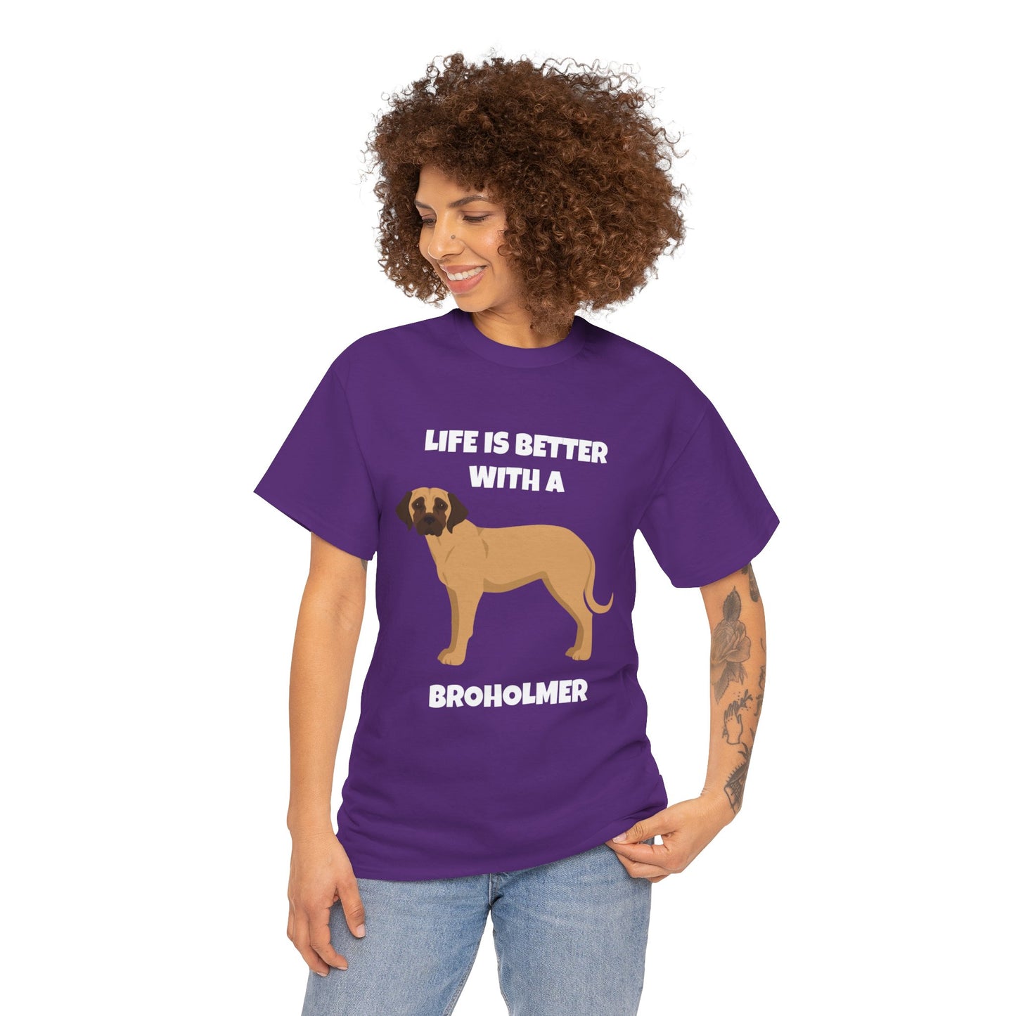 Broholmer, Broholmer Dog, Life is Better with a Broholmer, Dark Unisex Heavy Cotton Tee