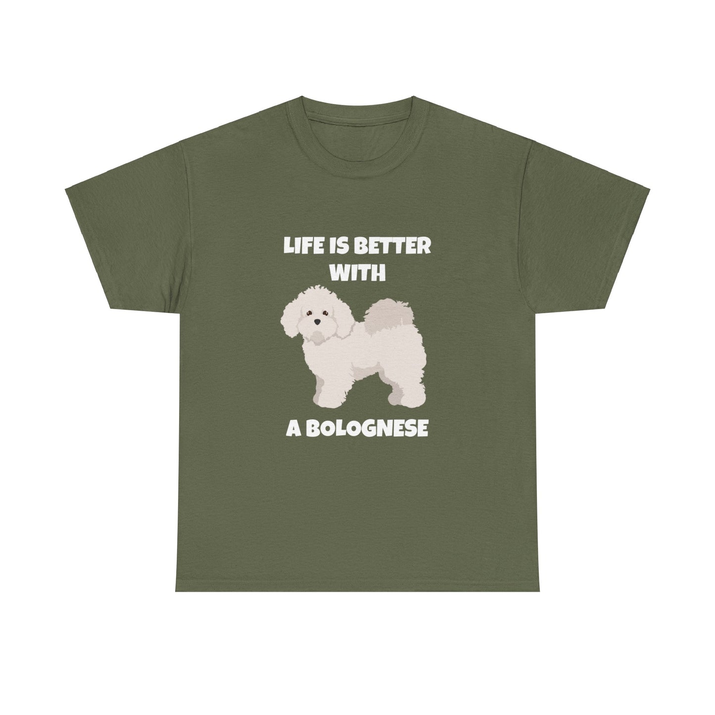 Bolognese, Bolognese Dog, Life is Better With A Bolognese, Dark Unisex Heavy Cotton Tee