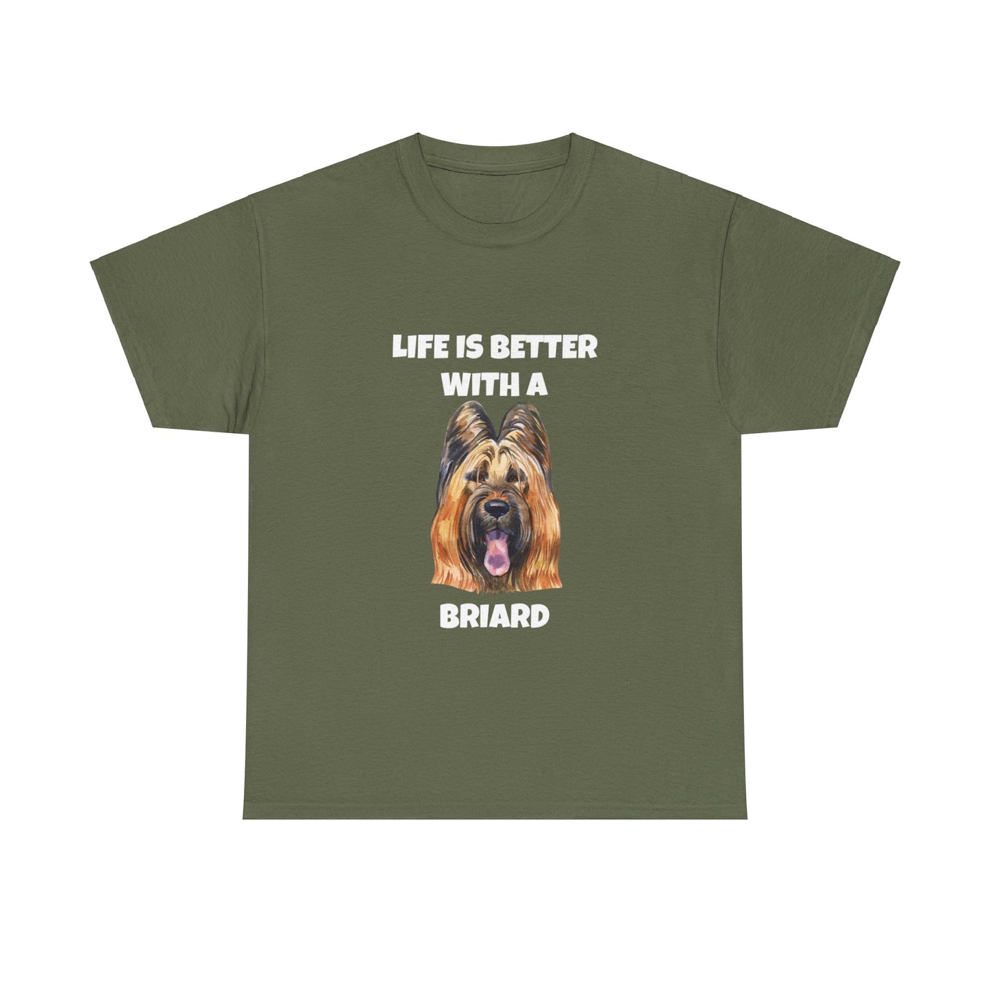 Briard, Briard Dog, Life is Better with a Briard, Dark Unisex Heavy Cotton Tee