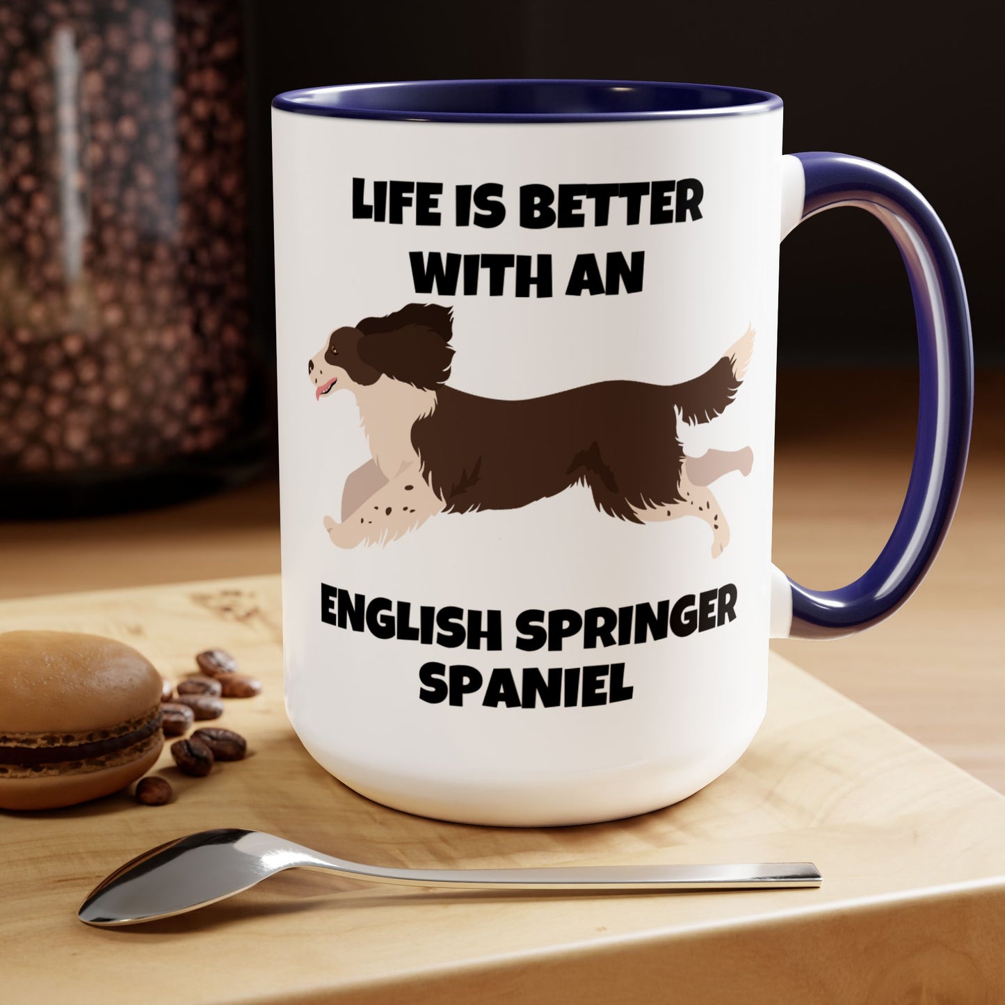 English Springer Spaniel Dog, Life is Better with an English Spaniel, Two-Tone Coffee Mug