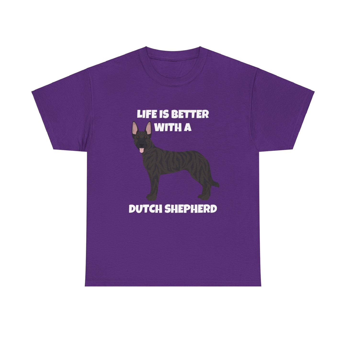 Dutch Shepherd Dog, Life is Better with a Dutch Shepherd, Dark Unisex Heavy Cotton Tee