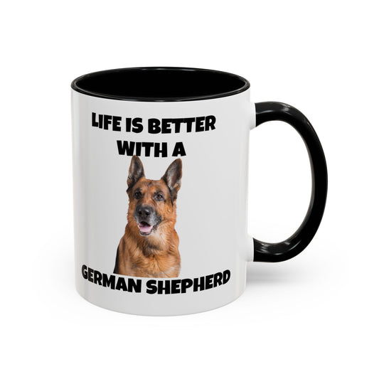 German Shepherd, German Shepherd Dog, Life is Better with a German Shepherd, Accent Coffee Mug (11, 15oz)