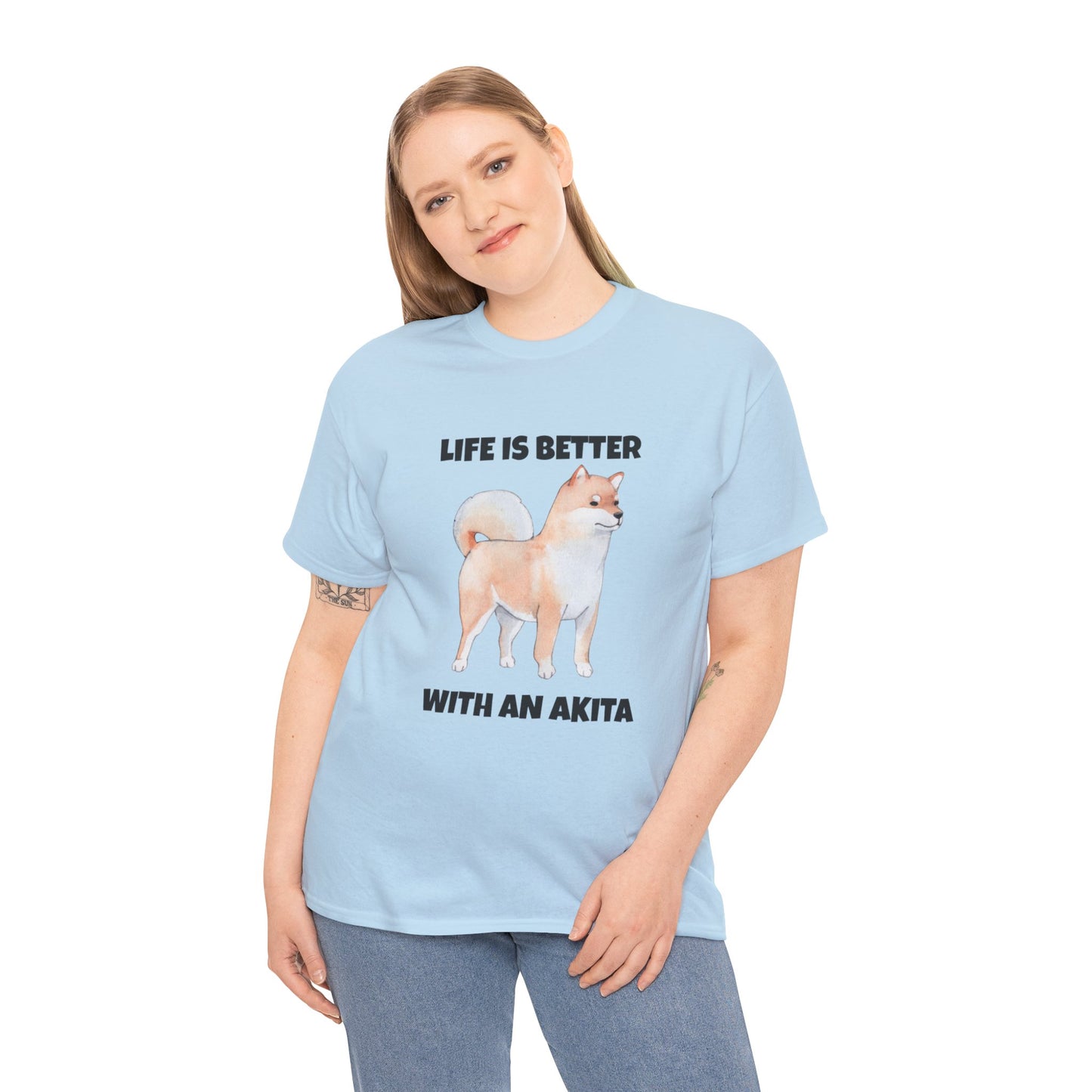 Akita, Akita Dog, Life is Better with an Akita, Unisex Heavy Cotton Tee