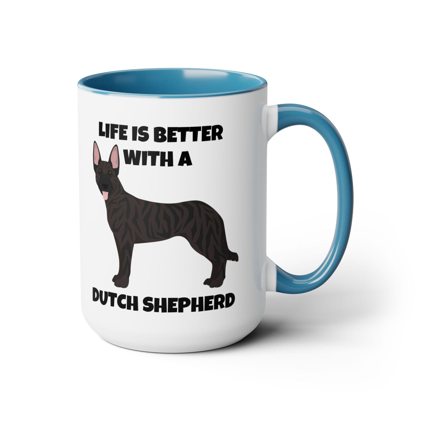 Dutch Shepherd Dog, Life is Better with a Dutch Shepherd, Two-Tone Coffee Mugs, 15oz