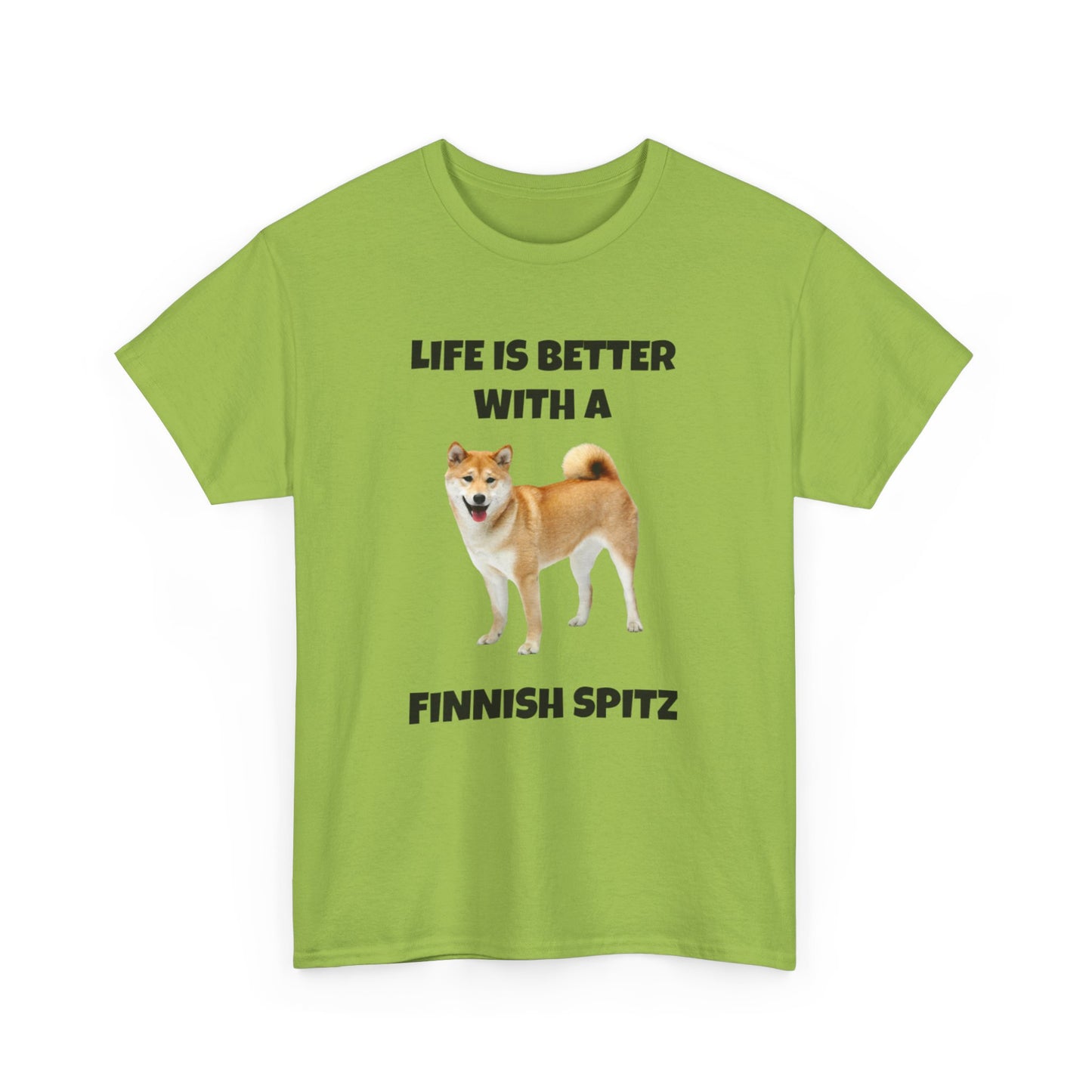 Finnish Spitz, Finnish Spitz Dog, Life is Better with a Finnish Spitz, Unisex Heavy Cotton Tee