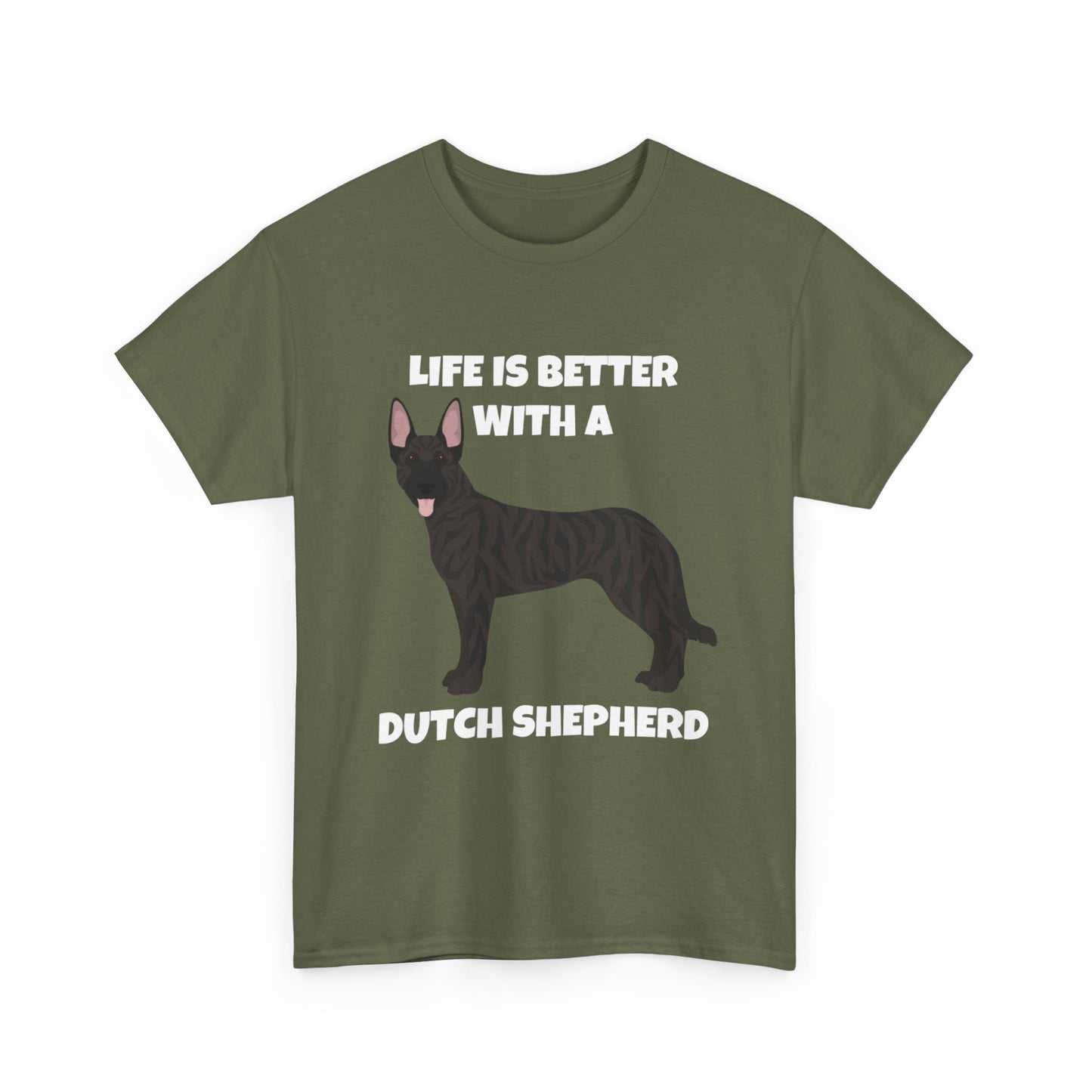 Dutch Shepherd Dog, Life is Better with a Dutch Shepherd, Dark Unisex Heavy Cotton Tee