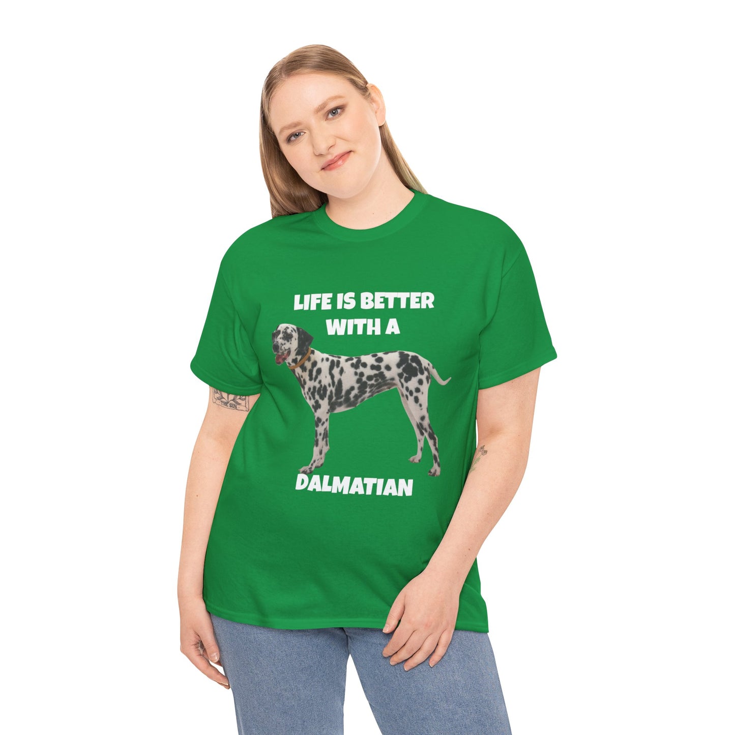 Dalmatian Dog, Life is Better with a Dalmatian, Dark Unisex Heavy Cotton Tee