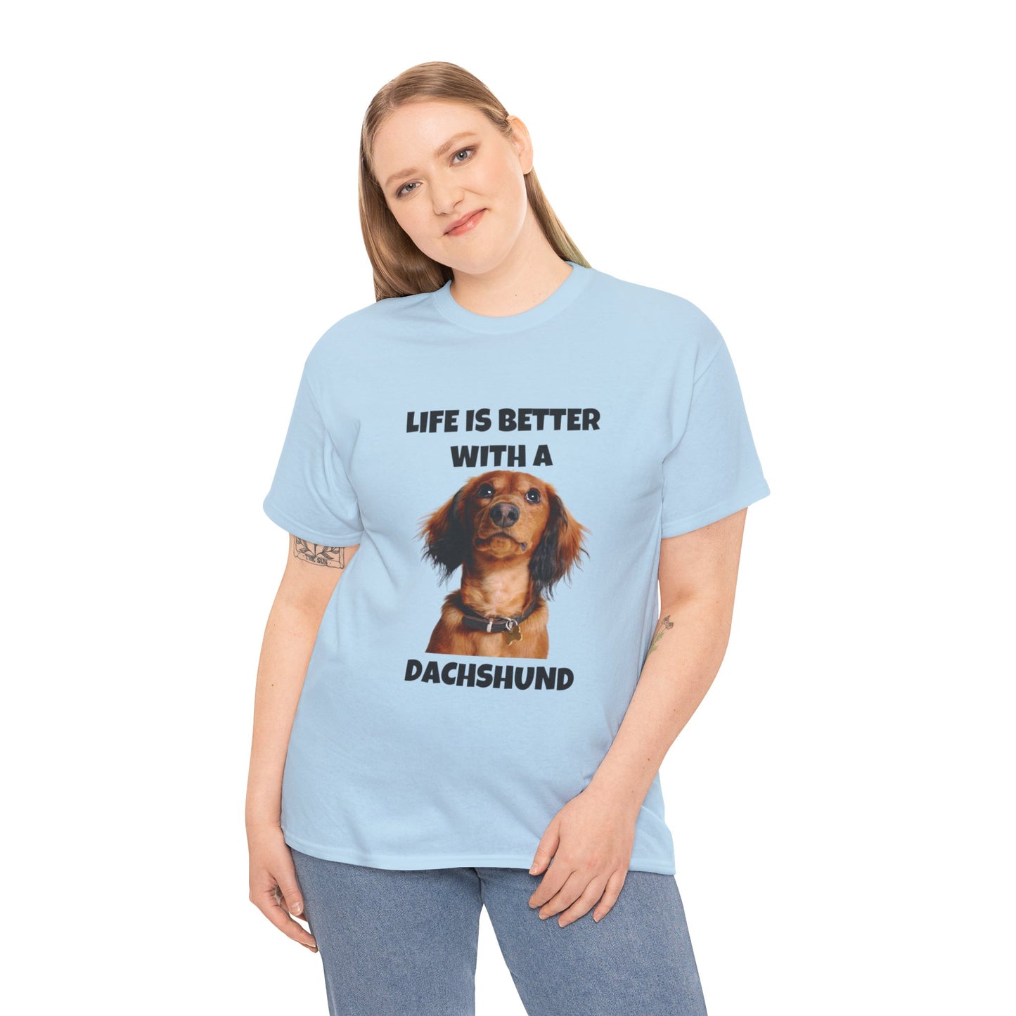 Dachshund Dog, Red Dachshund, Life is Better with a Dachshund, Unisex Heavy Cotton Tee