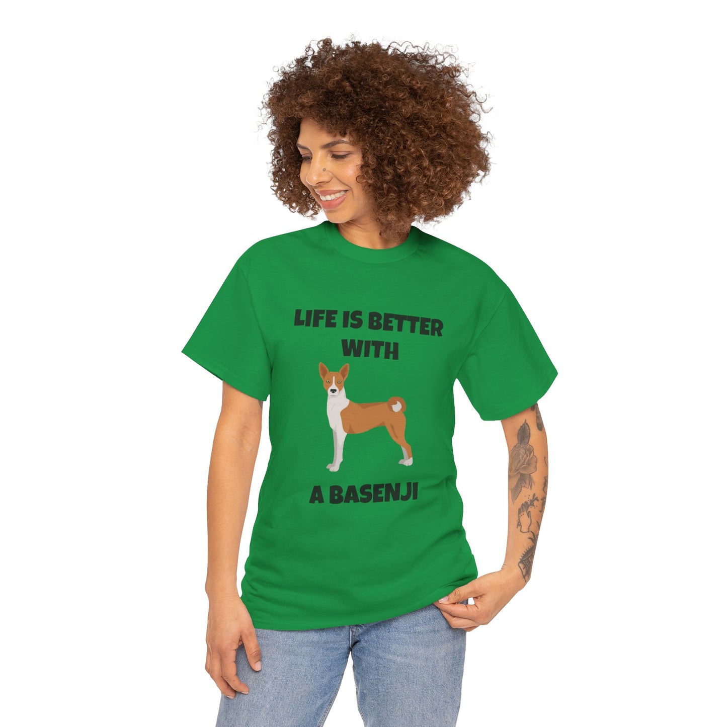 Basenji, Basenji Dog, Life is Better With a Basenji, Unisex Heavy Cotton Tee