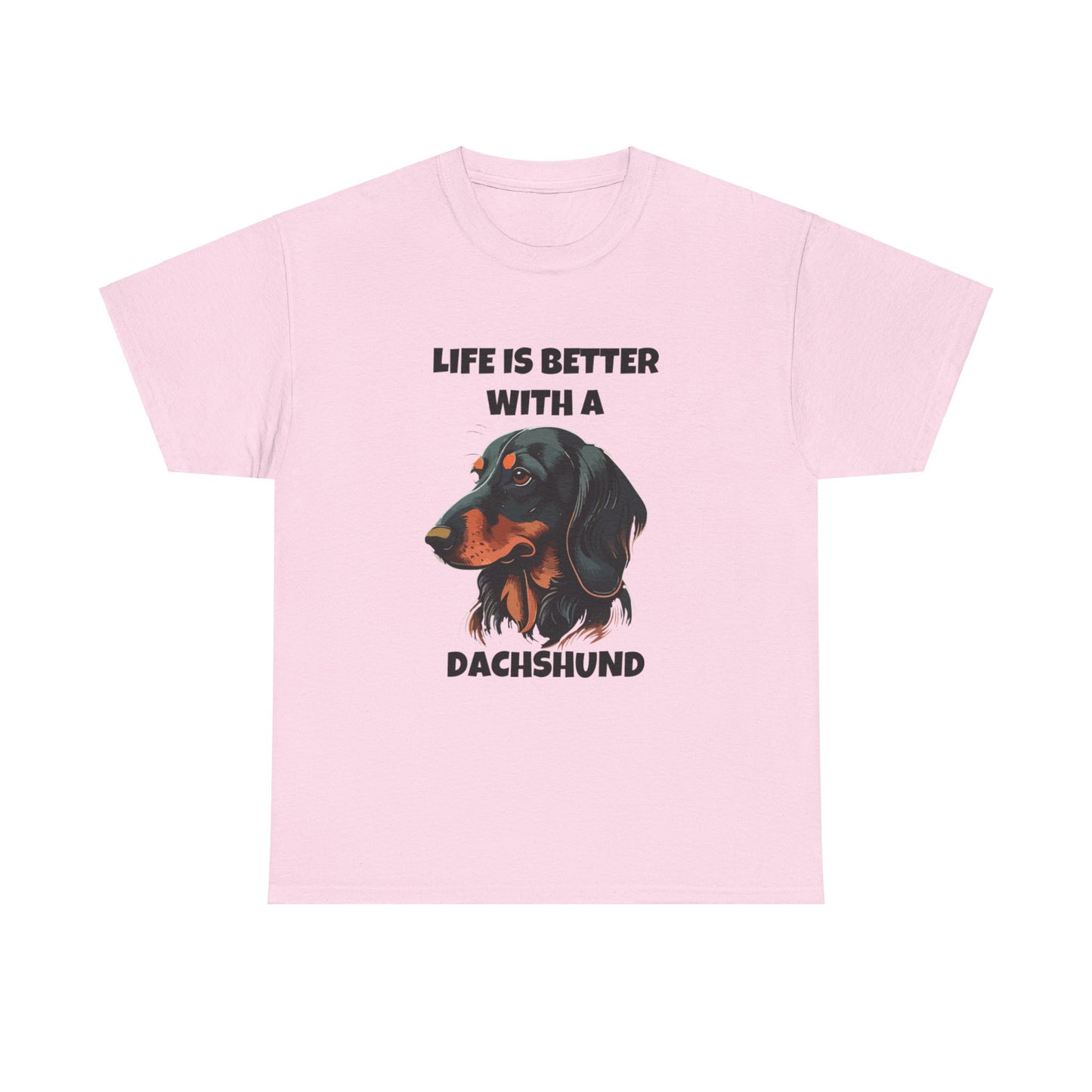 Dachshund Dog, Black Dachshund, Life is Better with a Dachshund, Unisex Heavy Cotton Tee