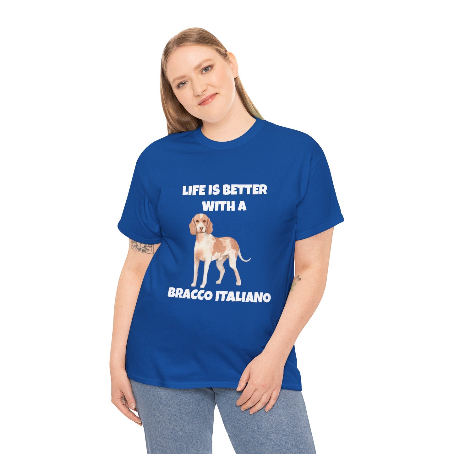 Bracco Italiano, Bracco Italiano Dog, Life is Better with a Bracco Italiano, Dark Unisex Heavy Cotton Tee