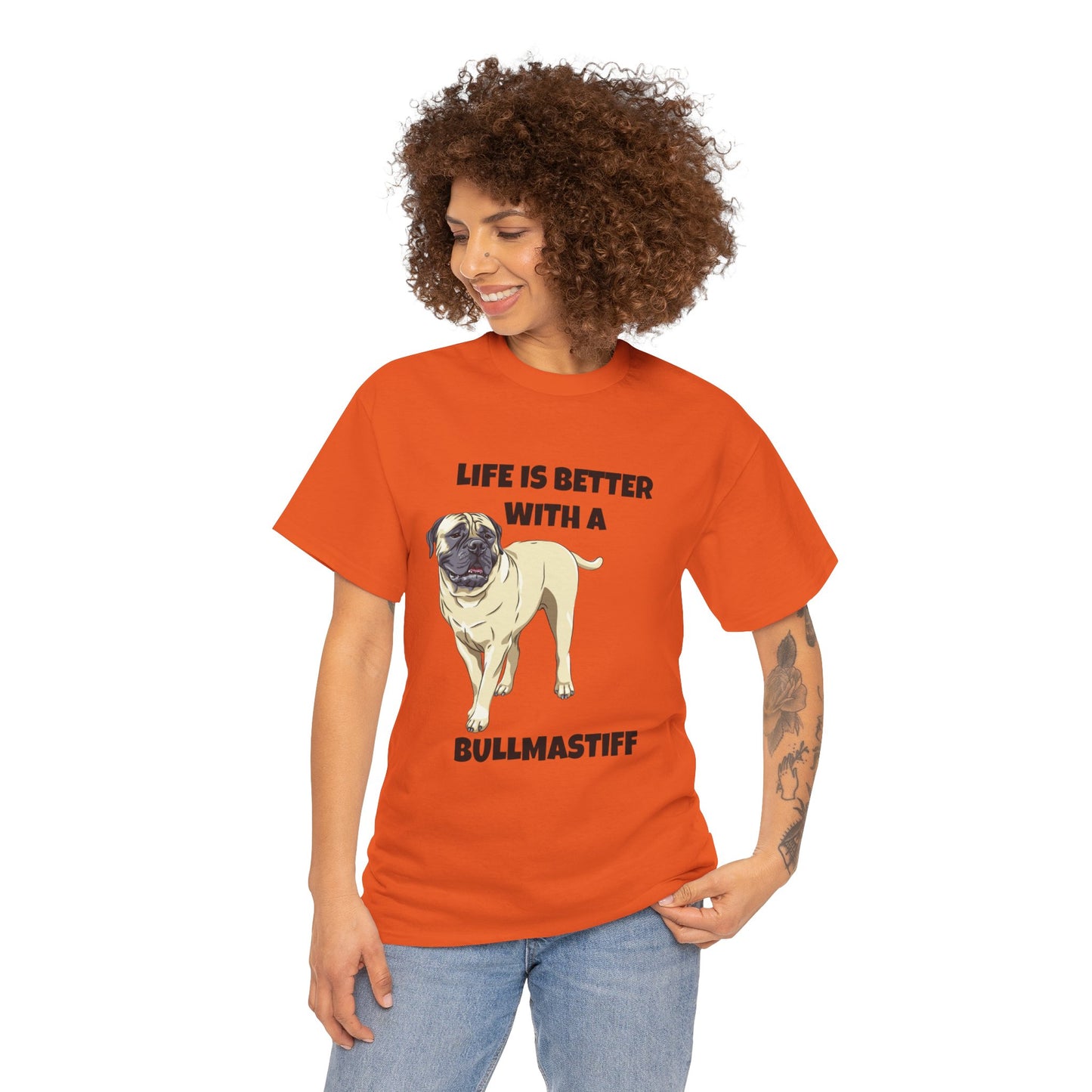 Bullmastiff, Bullmastiff Dog, Mastiff, Life is Better with a Bullmastiff, Unisex Heavy Cotton Tee