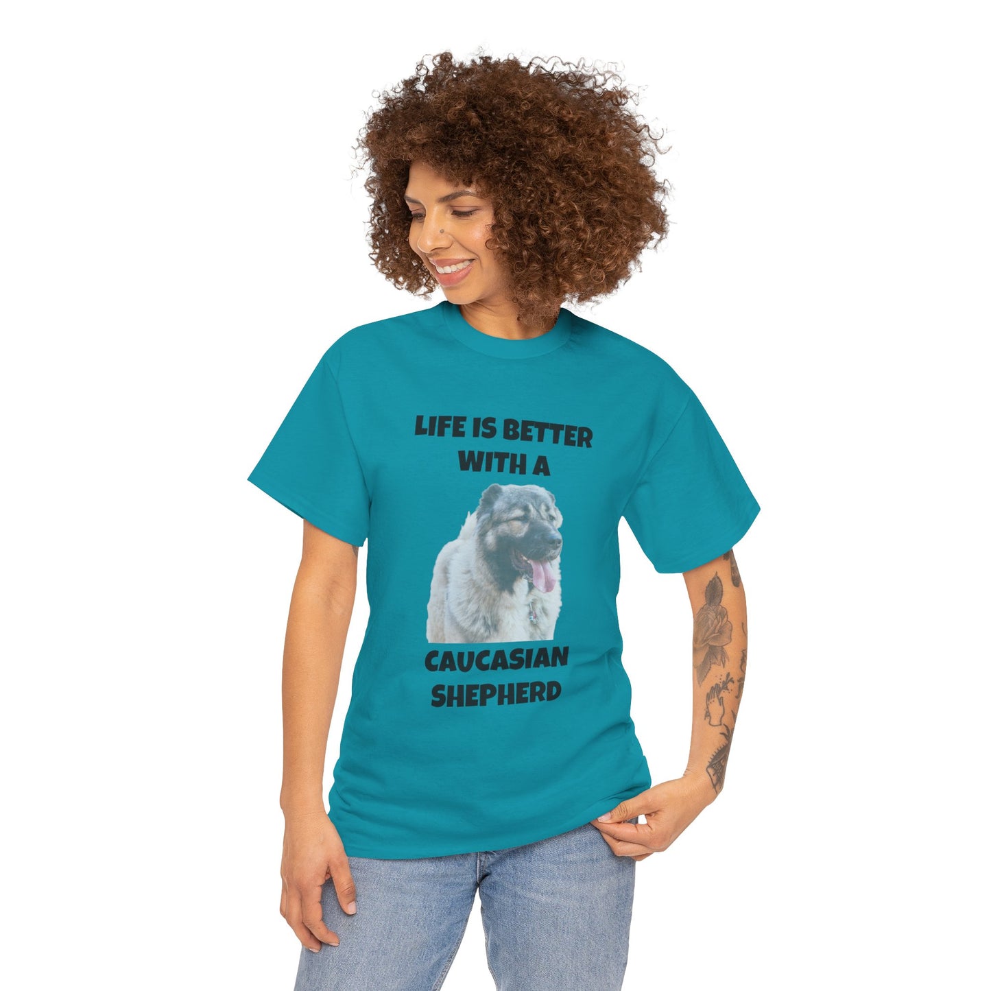 Caucasian Shepherd, Caucasian Shepherd Dog, Life is Better with a Caucasian Shepherd, Unisex Heavy Cotton Tee