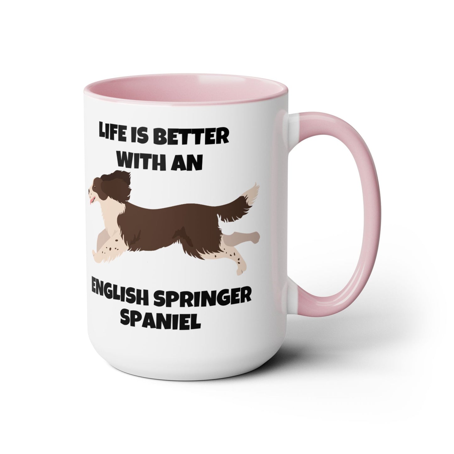 English Springer Spaniel Dog, Life is Better with an English Spaniel, Two-Tone Coffee Mug