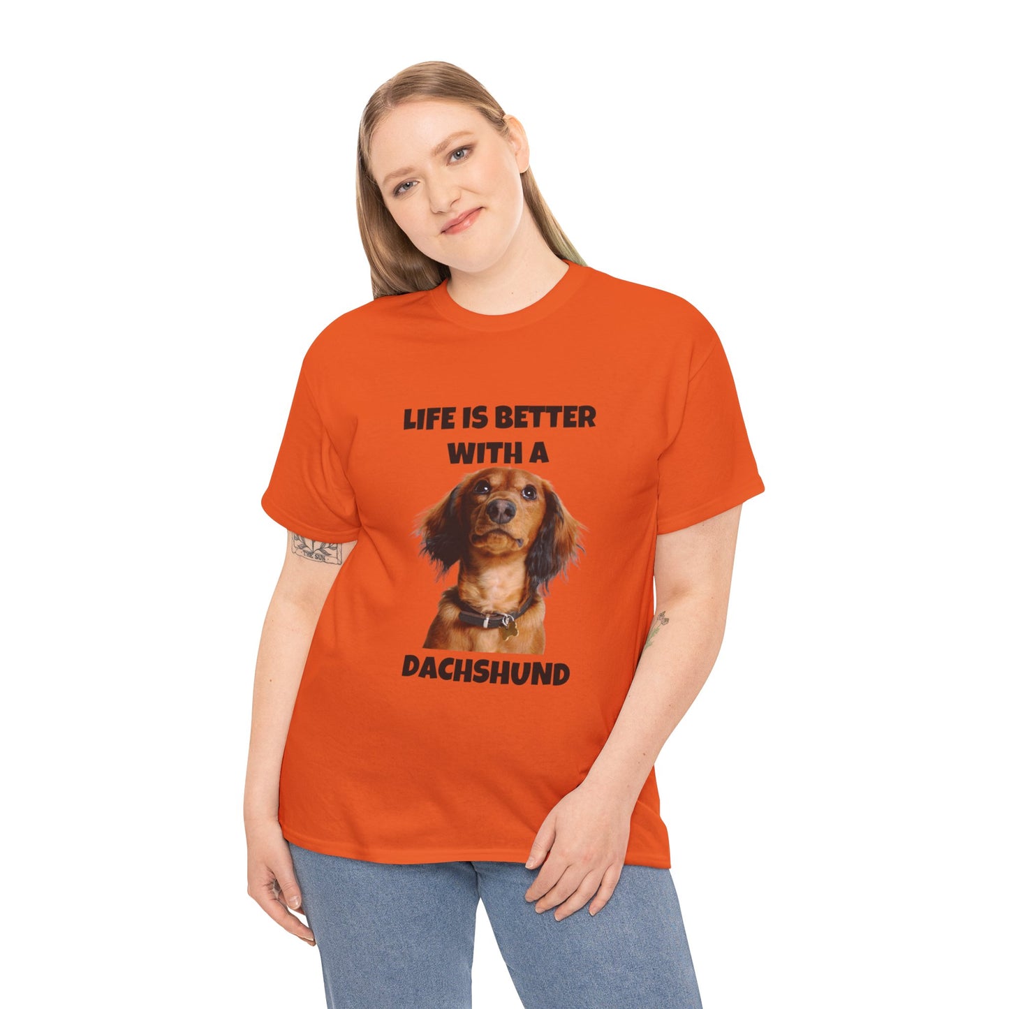 Dachshund Dog, Red Dachshund, Life is Better with a Dachshund, Unisex Heavy Cotton Tee
