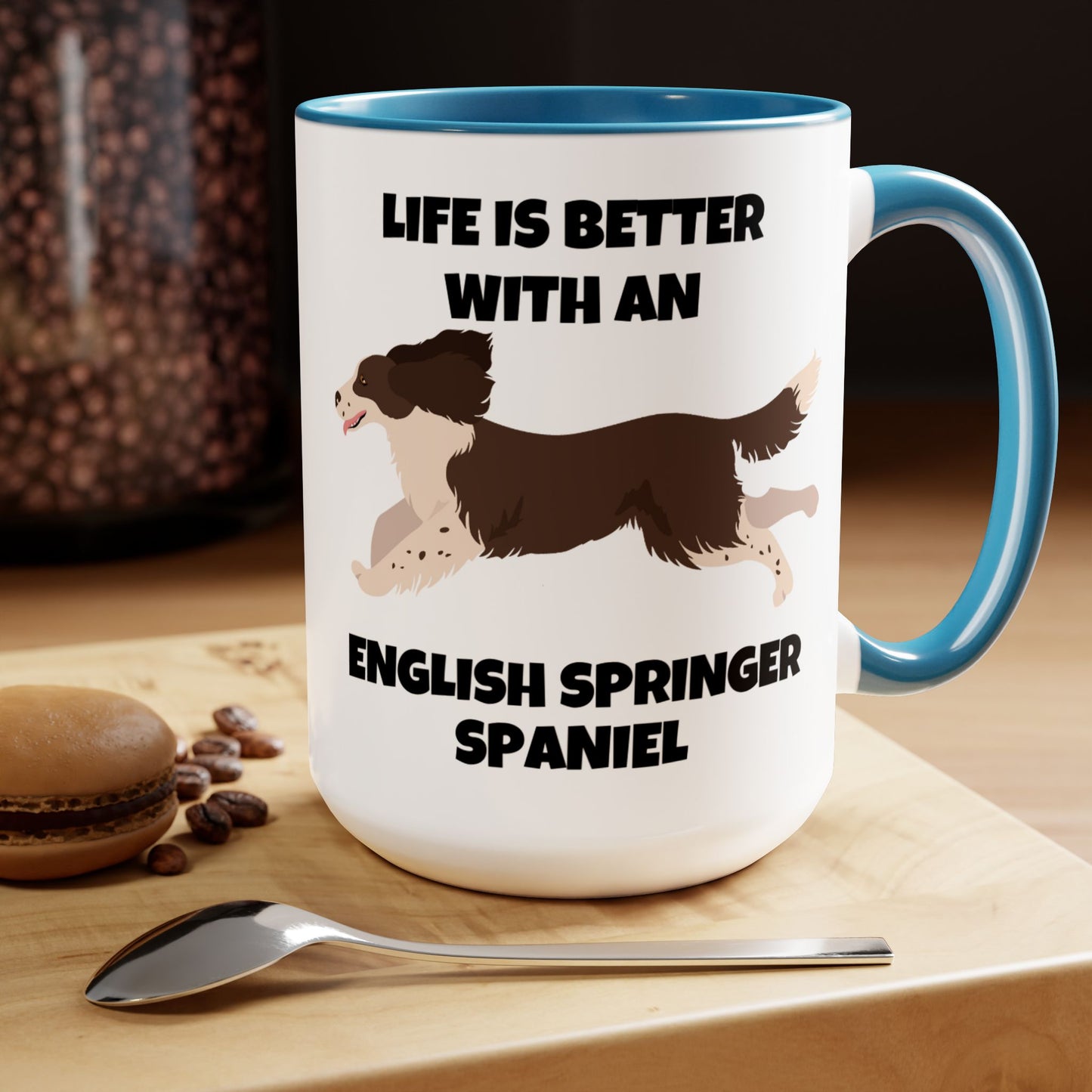 English Springer Spaniel Dog, Life is Better with an English Spaniel, Two-Tone Coffee Mug