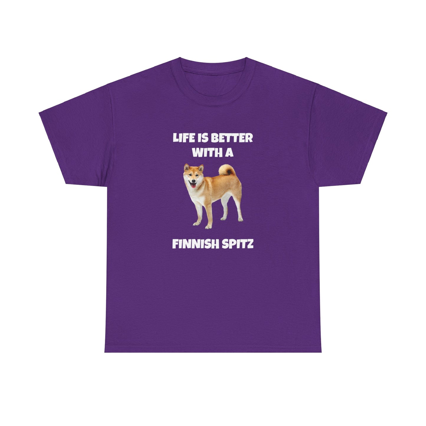 Finnish Spitz, Finnish Spitz Dog, Life is Better with a Finnish Spitz, Dark Unisex Heavy Cotton Tee