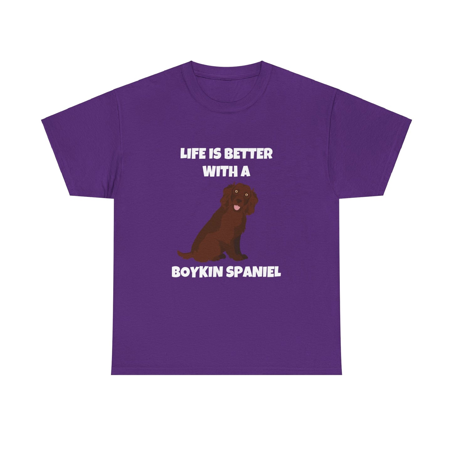 Boykin Spaniel, Boykin Spaniel Dog, Life is Better with a Boykin Spaniel, Dark Unisex Heavy Cotton Tee