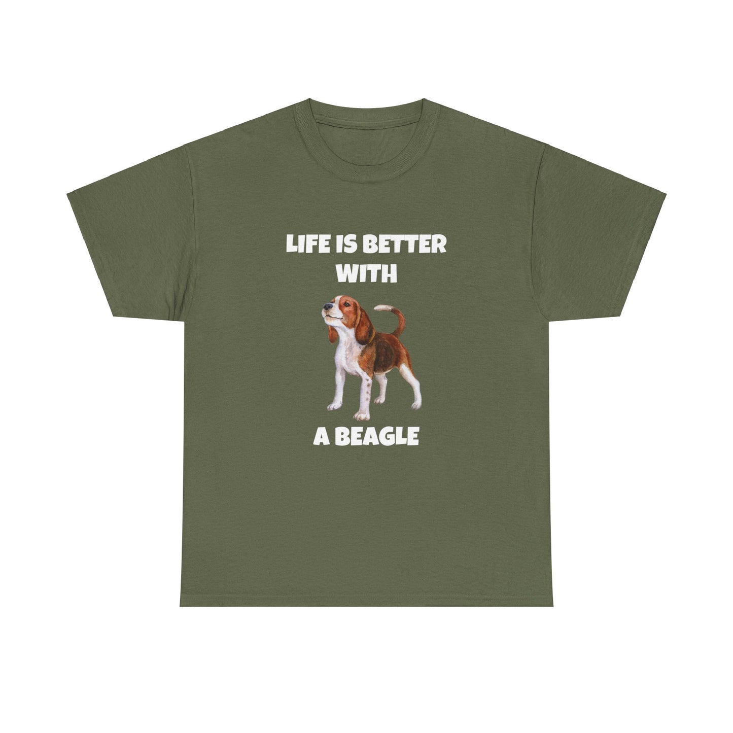 Beagle, Beagle Dog, Life Is Better With A Beagle, Dark Unisex Heavy Cotton Tee