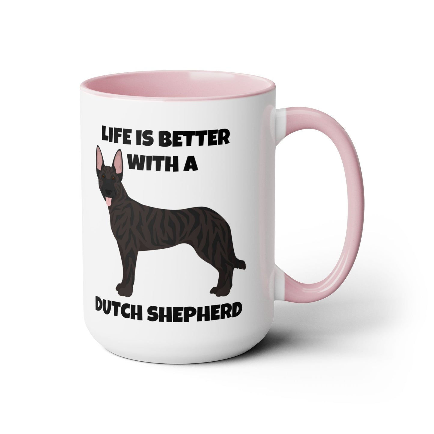 Dutch Shepherd Dog, Life is Better with a Dutch Shepherd, Two-Tone Coffee Mugs, 15oz