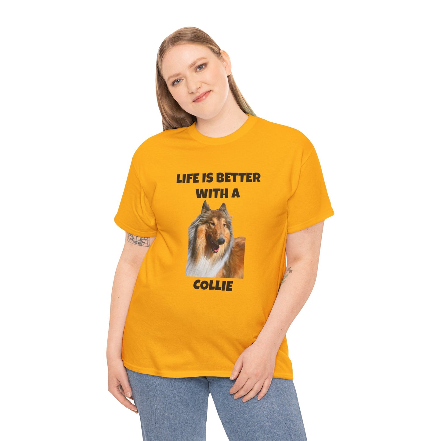 Collie Dog, Life is Better with a Collie, Unisex Heavy Cotton Tee