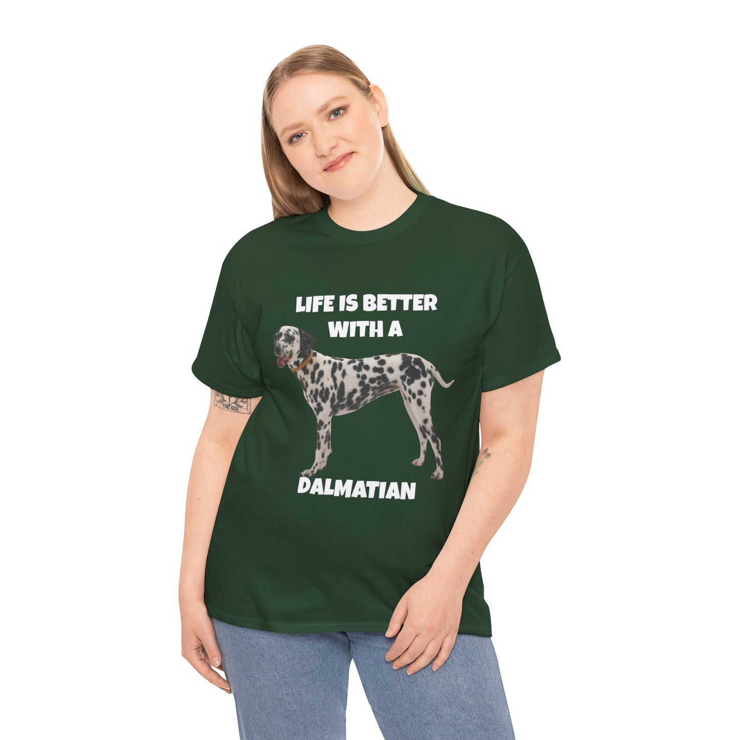Dalmatian Dog, Life is Better with a Dalmatian, Dark Unisex Heavy Cotton Tee