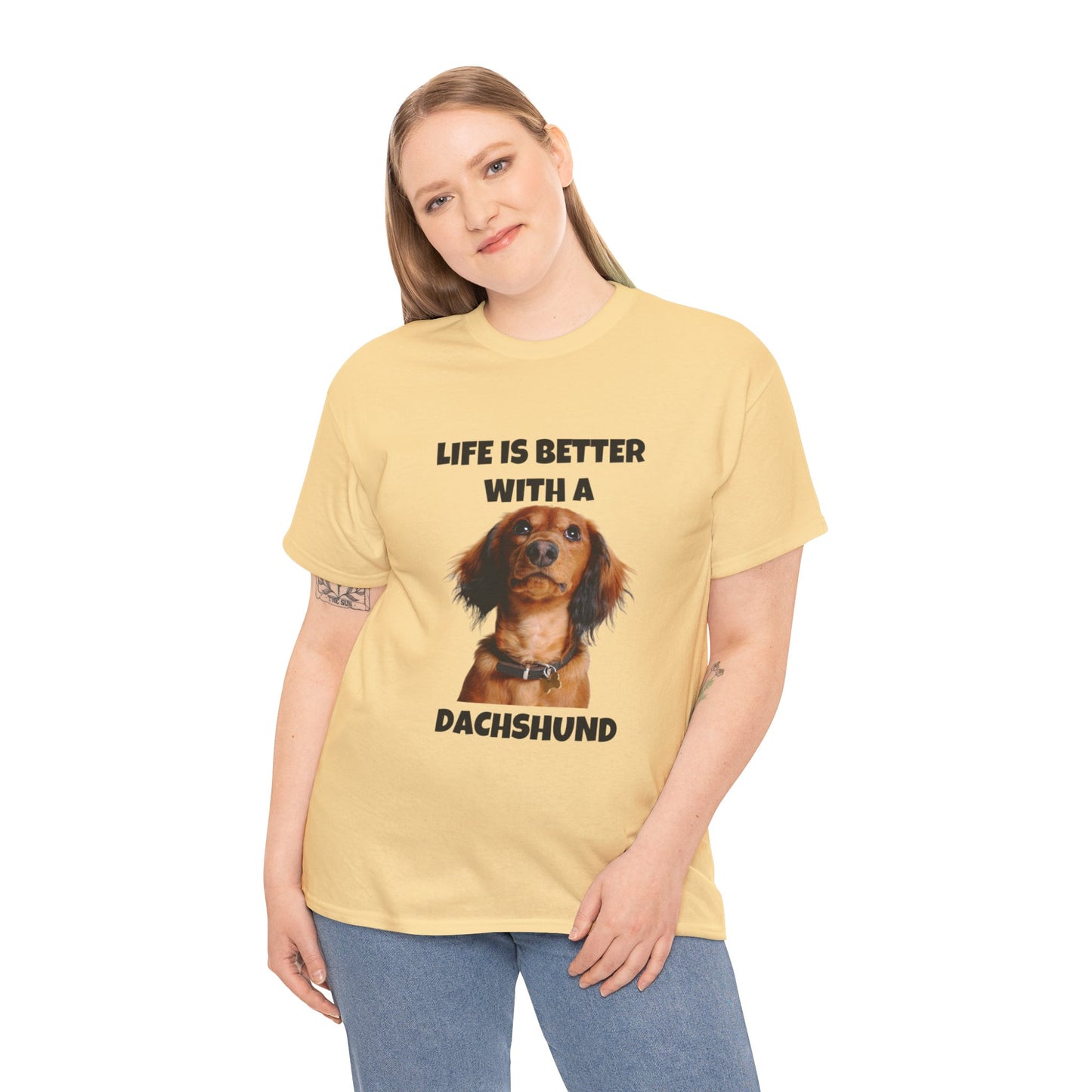 Dachshund Dog, Red Dachshund, Life is Better with a Dachshund, Unisex Heavy Cotton Tee