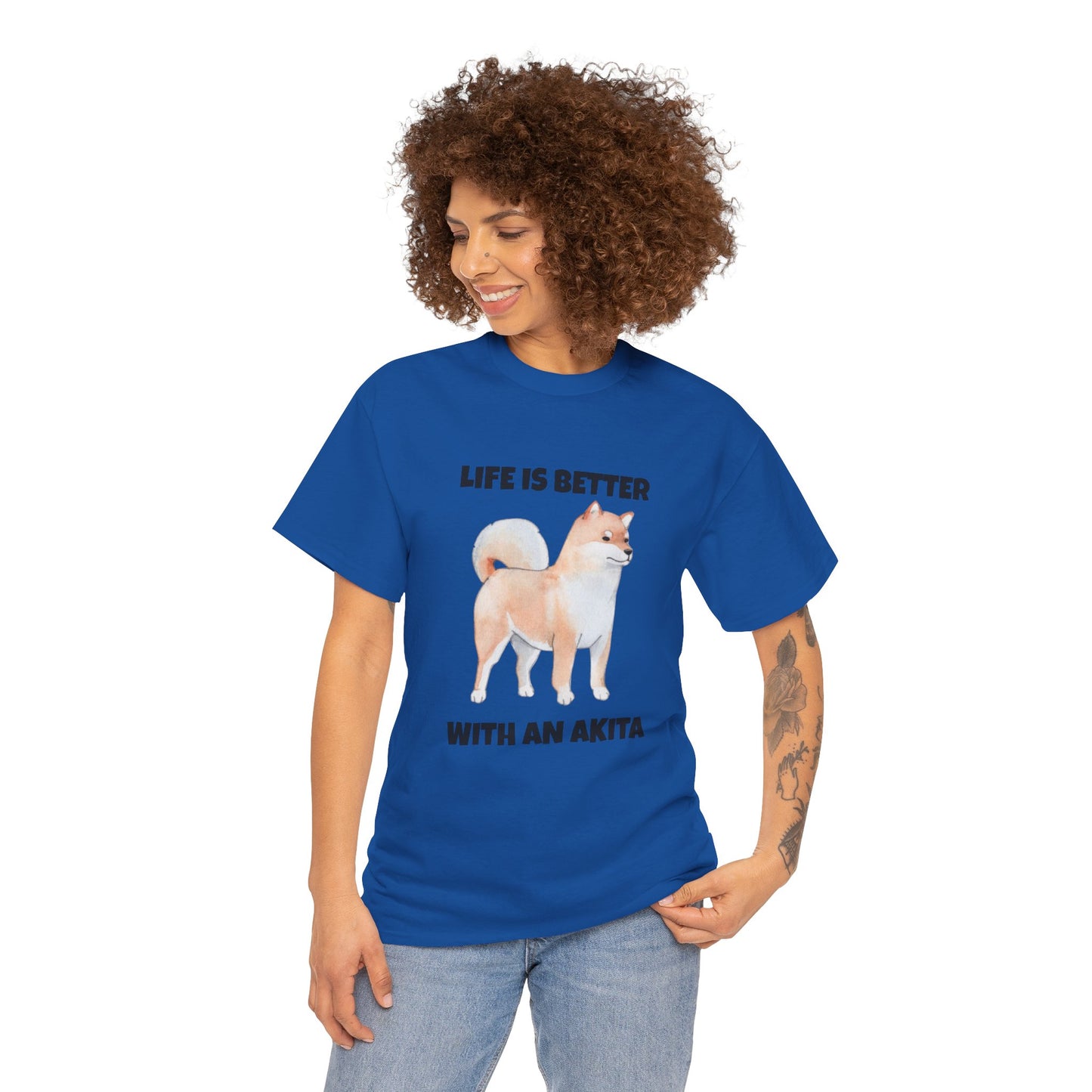 Akita, Akita Dog, Life is Better with an Akita, Unisex Heavy Cotton Tee