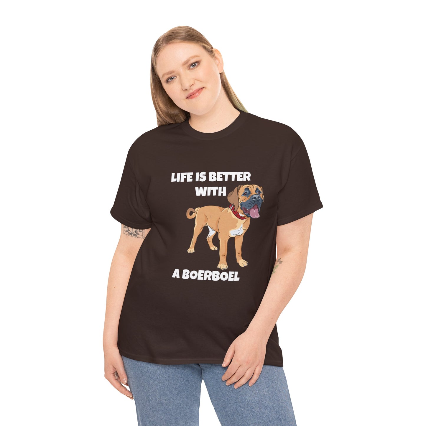 Boerboel, Boerboel Dog, Life is Better with a Boerboel, Dark Unisex Heavy Cotton Tee