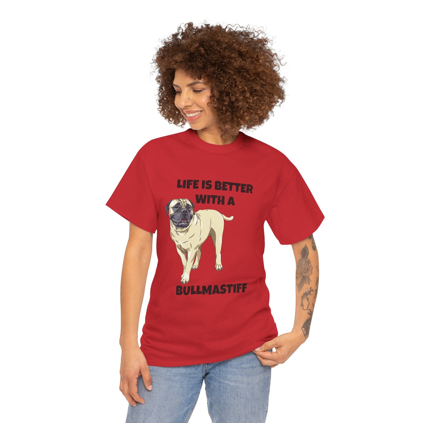 Bullmastiff, Bullmastiff Dog, Mastiff, Life is Better with a Bullmastiff, Unisex Heavy Cotton Tee