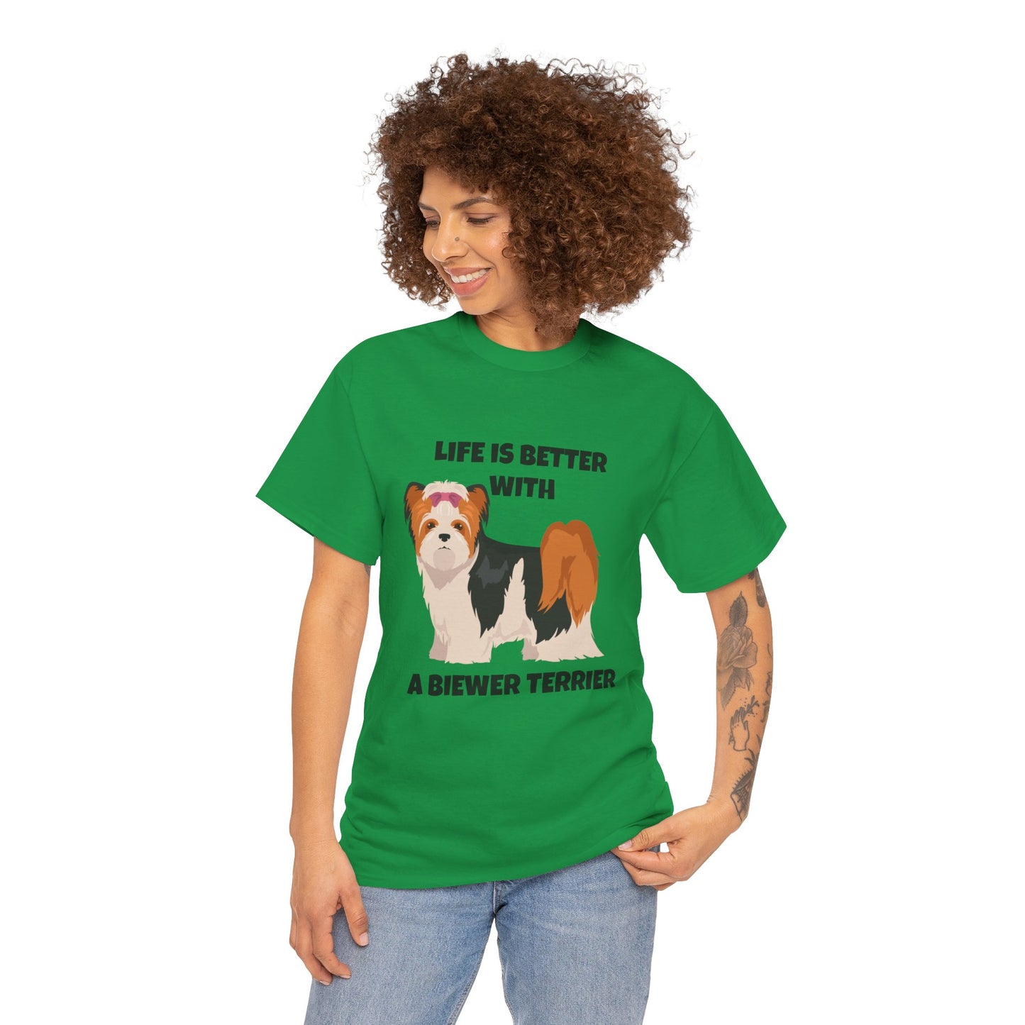 Biewer Terrier, Biewer Terrier Dog, Life is Better with a Biewer Terrier, Unisex Heavy Cotton Tee