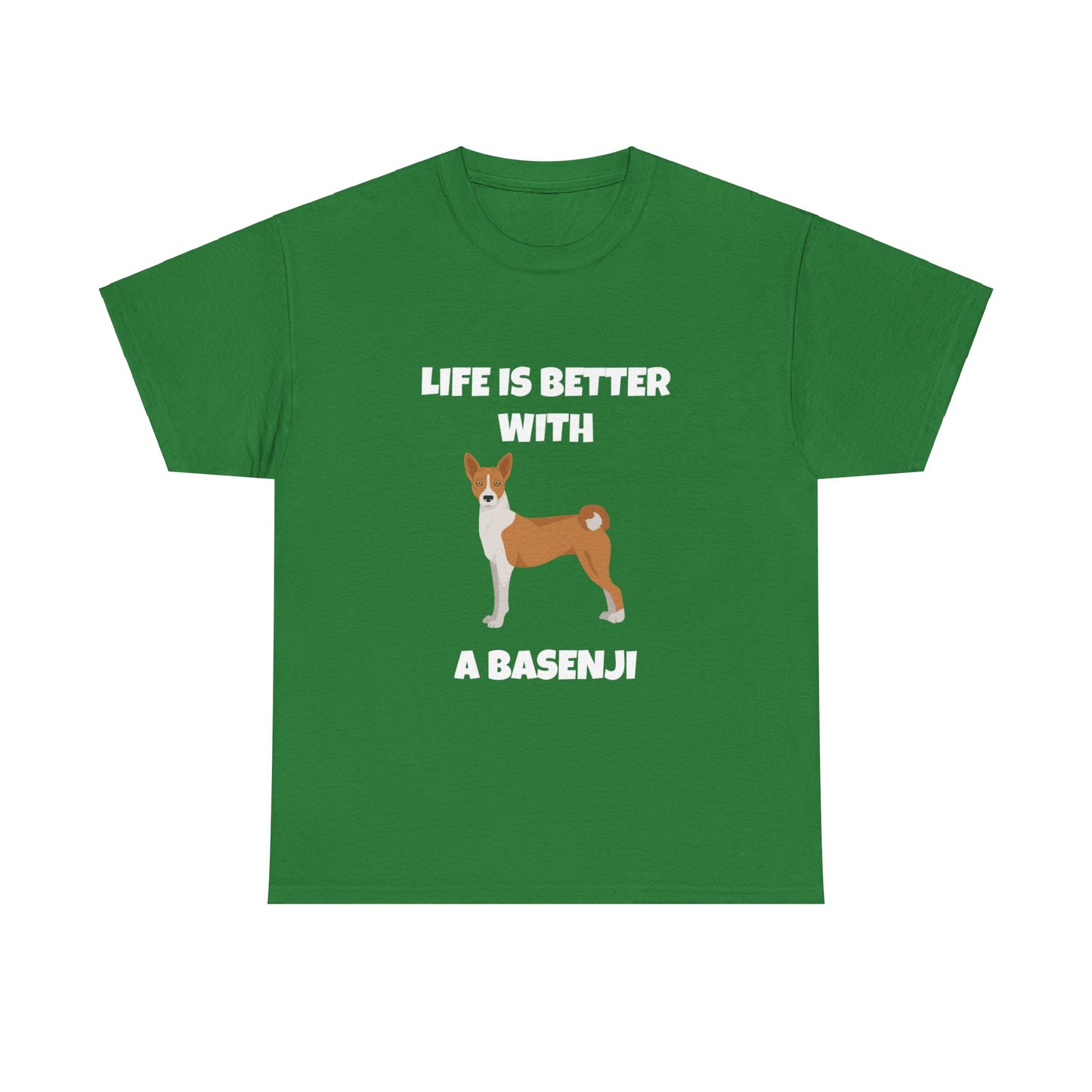 Basenji, Basenji Dog, Life is Better With a Basenji, Dark Unisex Heavy Cotton Tee