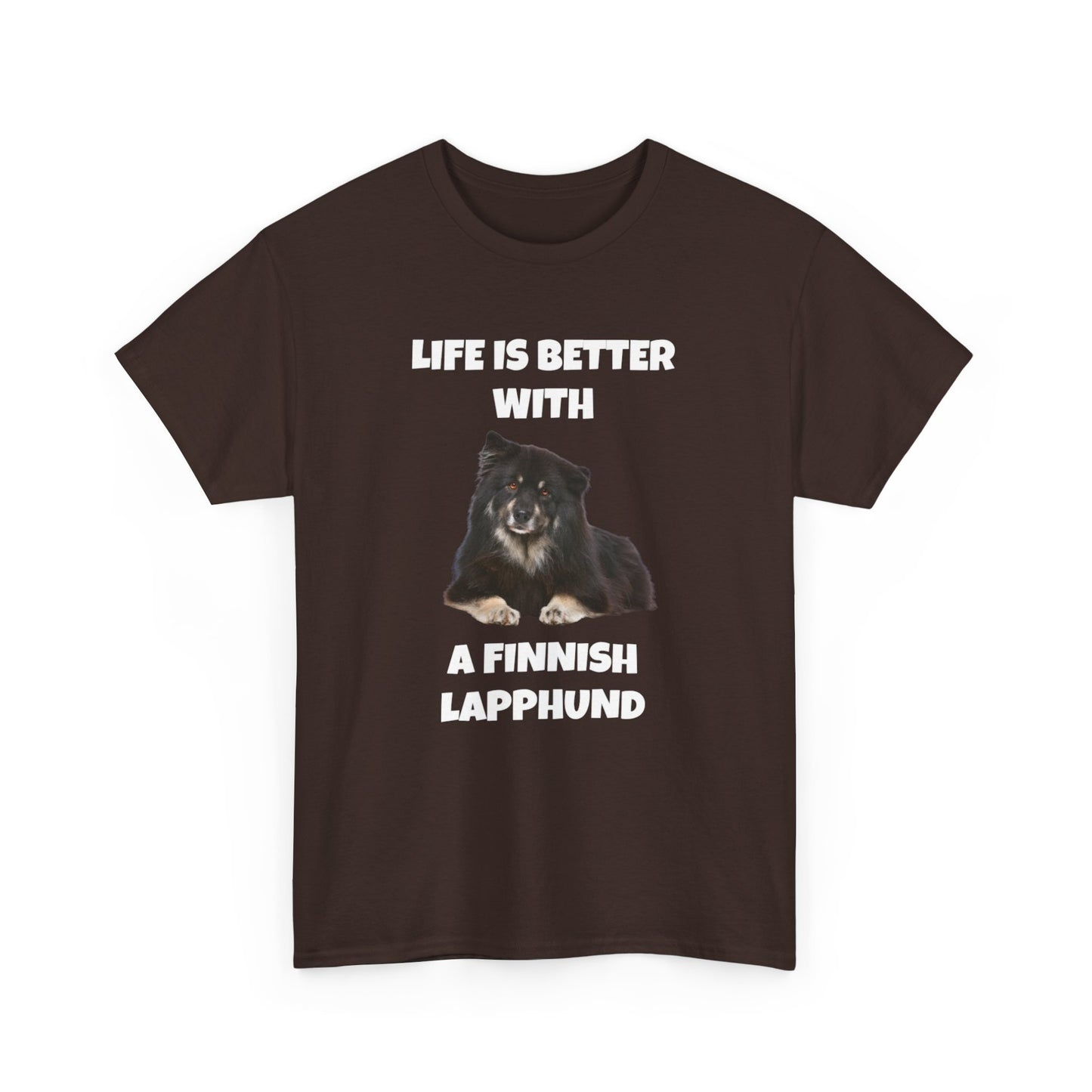 Finnish Lapphund, Finnish Lapphund Dog, Life is Better with a Finnish Lapphund, Dark Unisex Heavy Cotton Tee