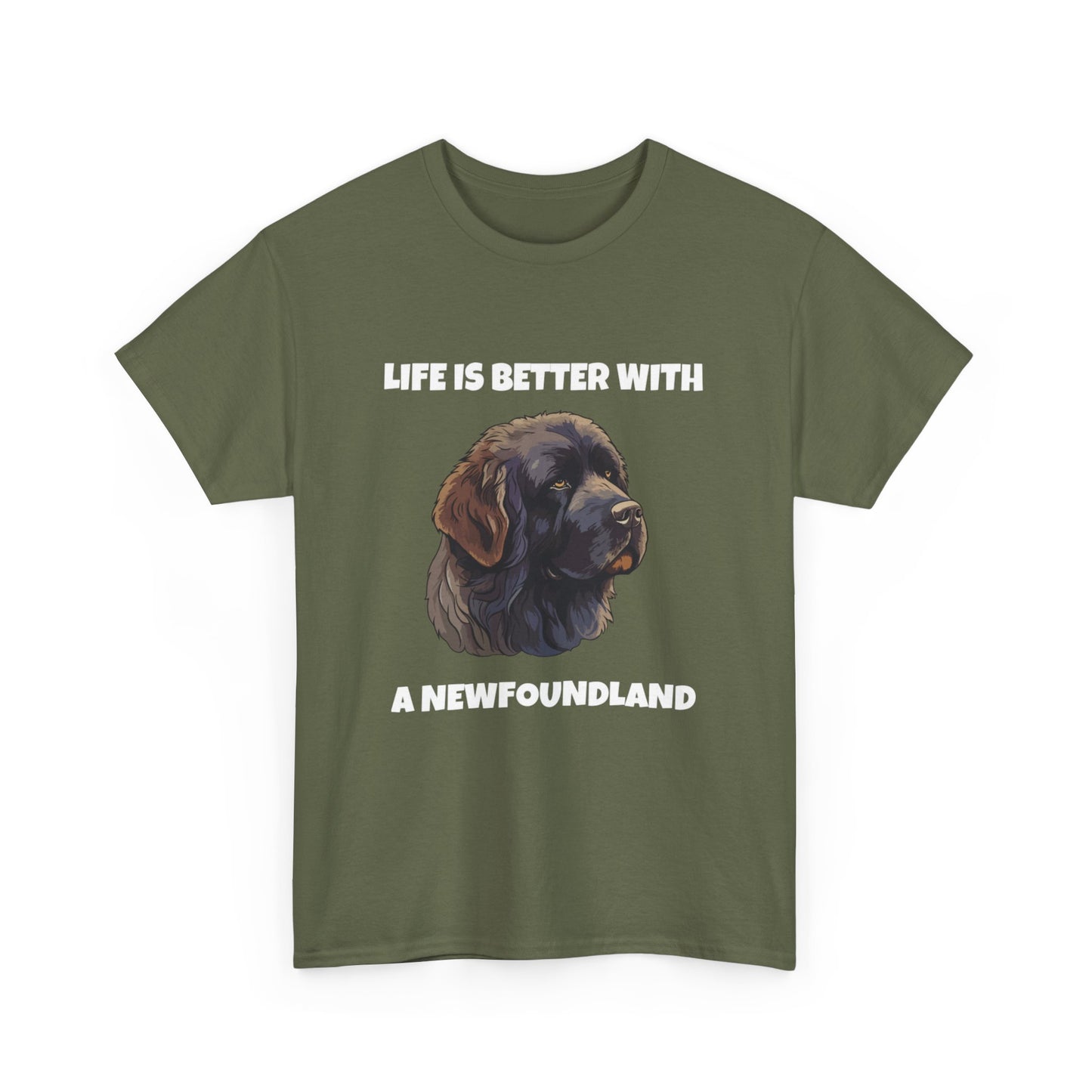 Newfoundland, Newfoundland Dog, Newfie, Life is Better with a Newfoundland, Dark Unisex Heavy Cotton Tee