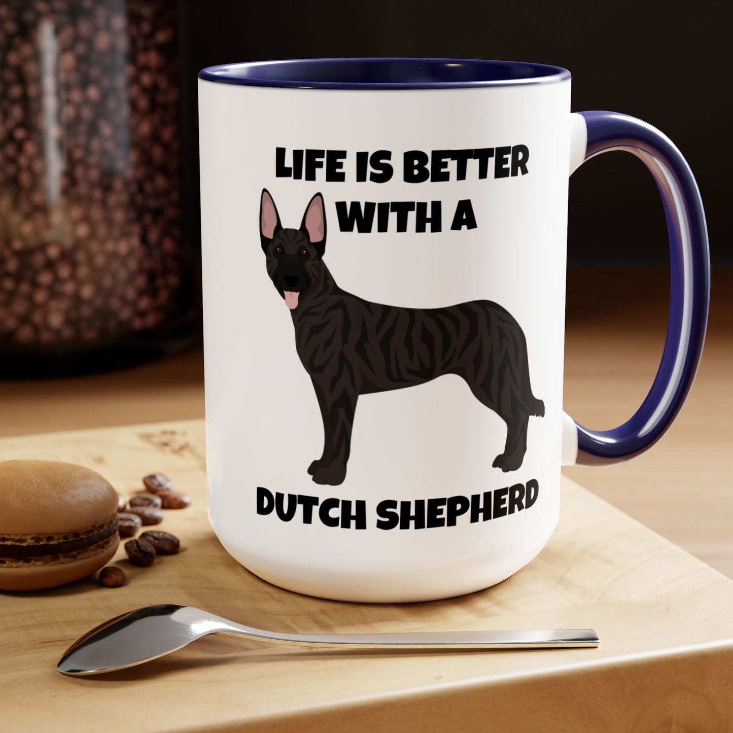 Dutch Shepherd Dog, Life is Better with a Dutch Shepherd, Two-Tone Coffee Mugs, 15oz