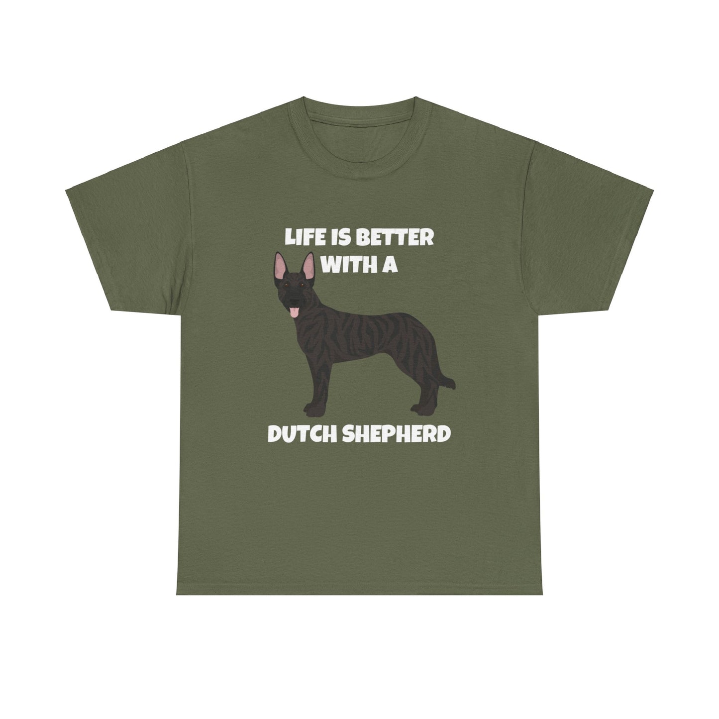 Dutch Shepherd Dog, Life is Better with a Dutch Shepherd, Dark Unisex Heavy Cotton Tee