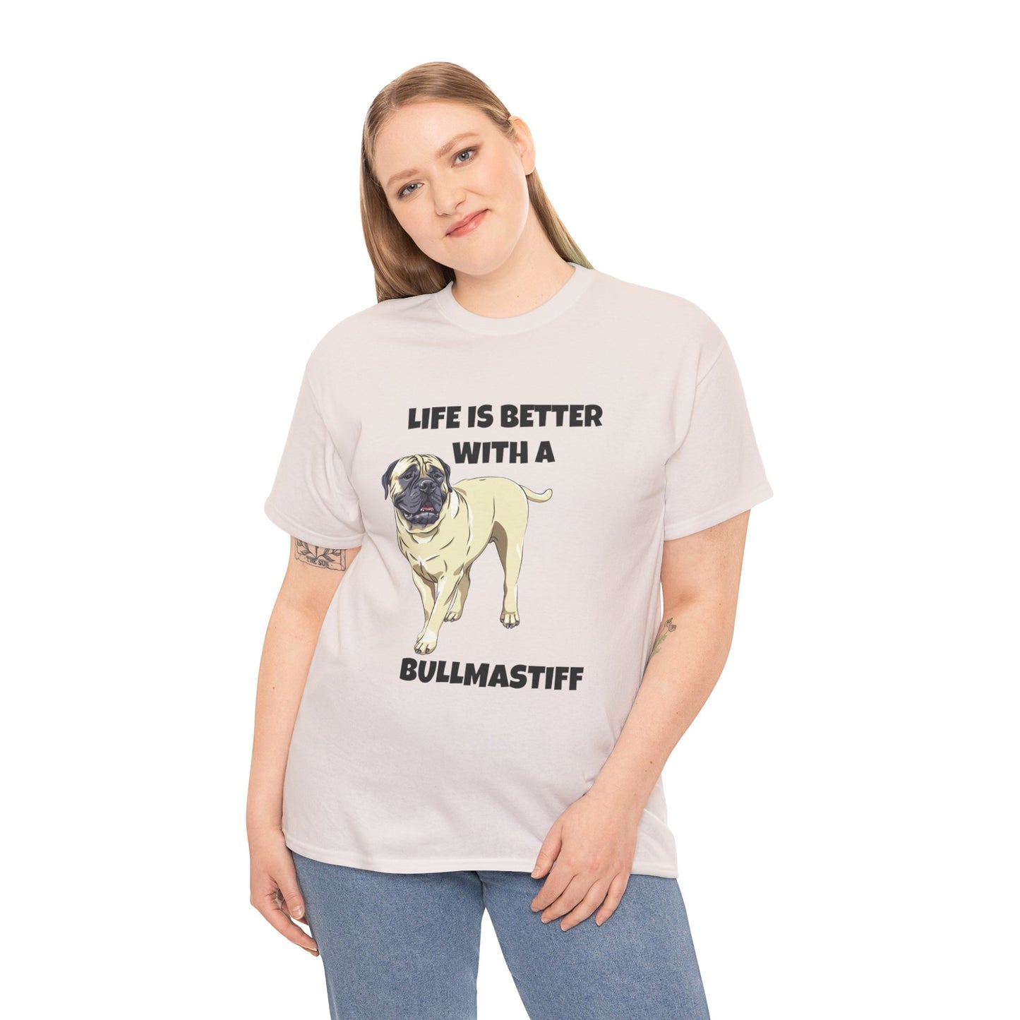 Bullmastiff, Bullmastiff Dog, Mastiff, Life is Better with a Bullmastiff, Unisex Heavy Cotton Tee