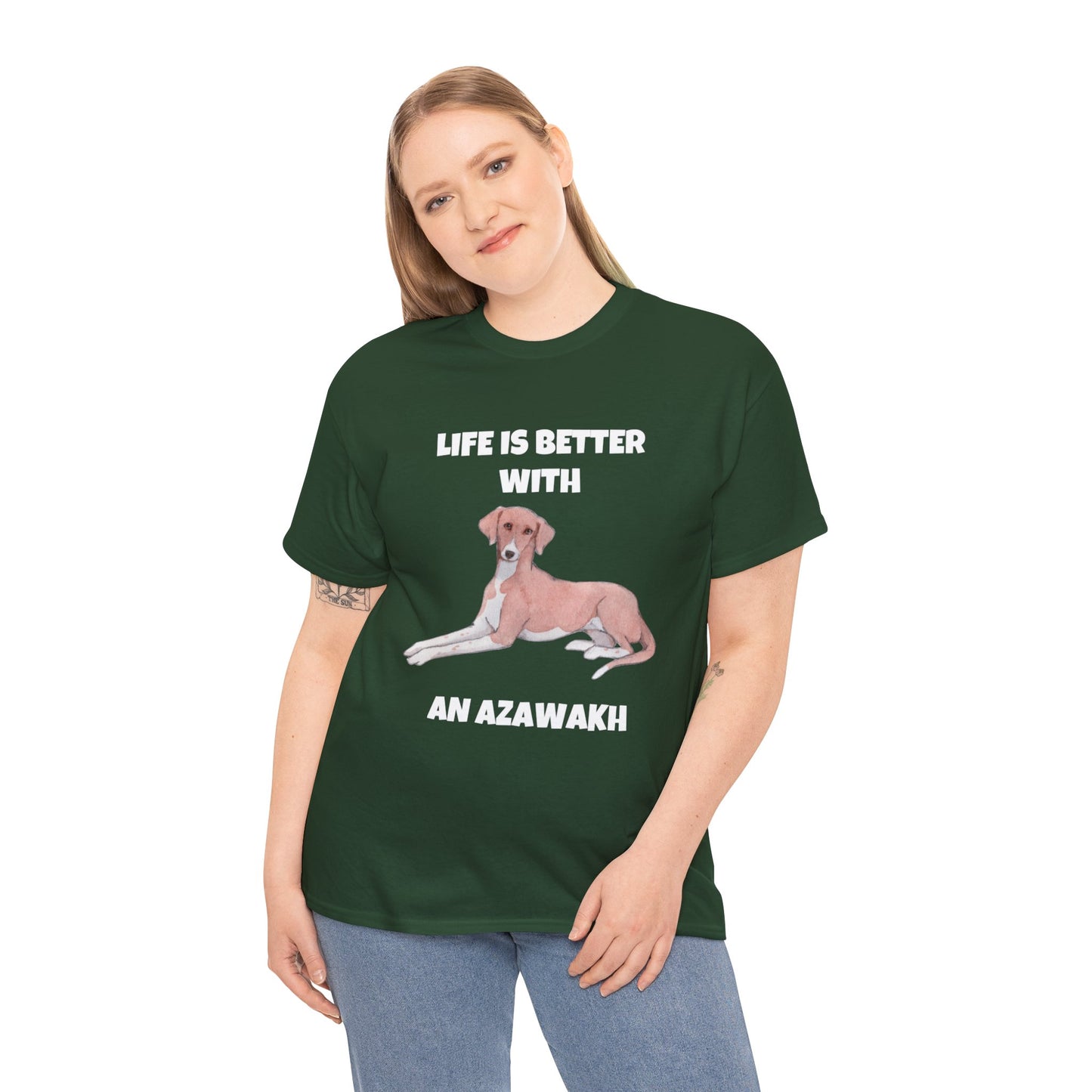 Azawakh, Azawakh Dog, Life is Better with An Azawakh, Dark Unisex Heavy Cotton Tee