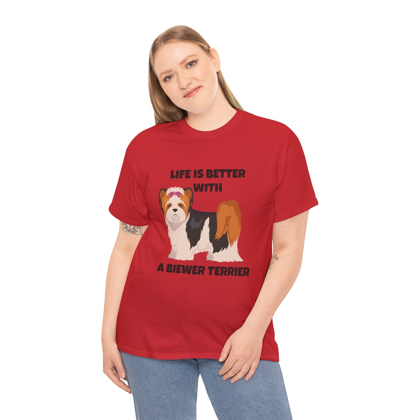 Biewer Terrier, Biewer Terrier Dog, Life is Better with a Biewer Terrier, Unisex Heavy Cotton Tee