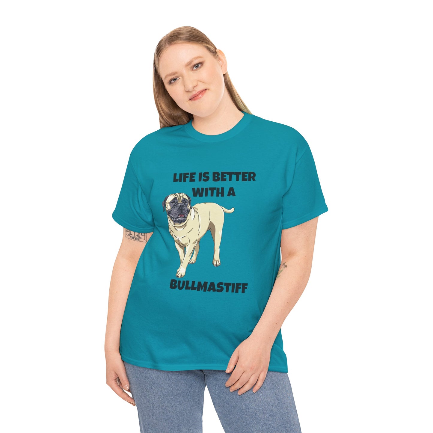 Bullmastiff, Bullmastiff Dog, Mastiff, Life is Better with a Bullmastiff, Unisex Heavy Cotton Tee