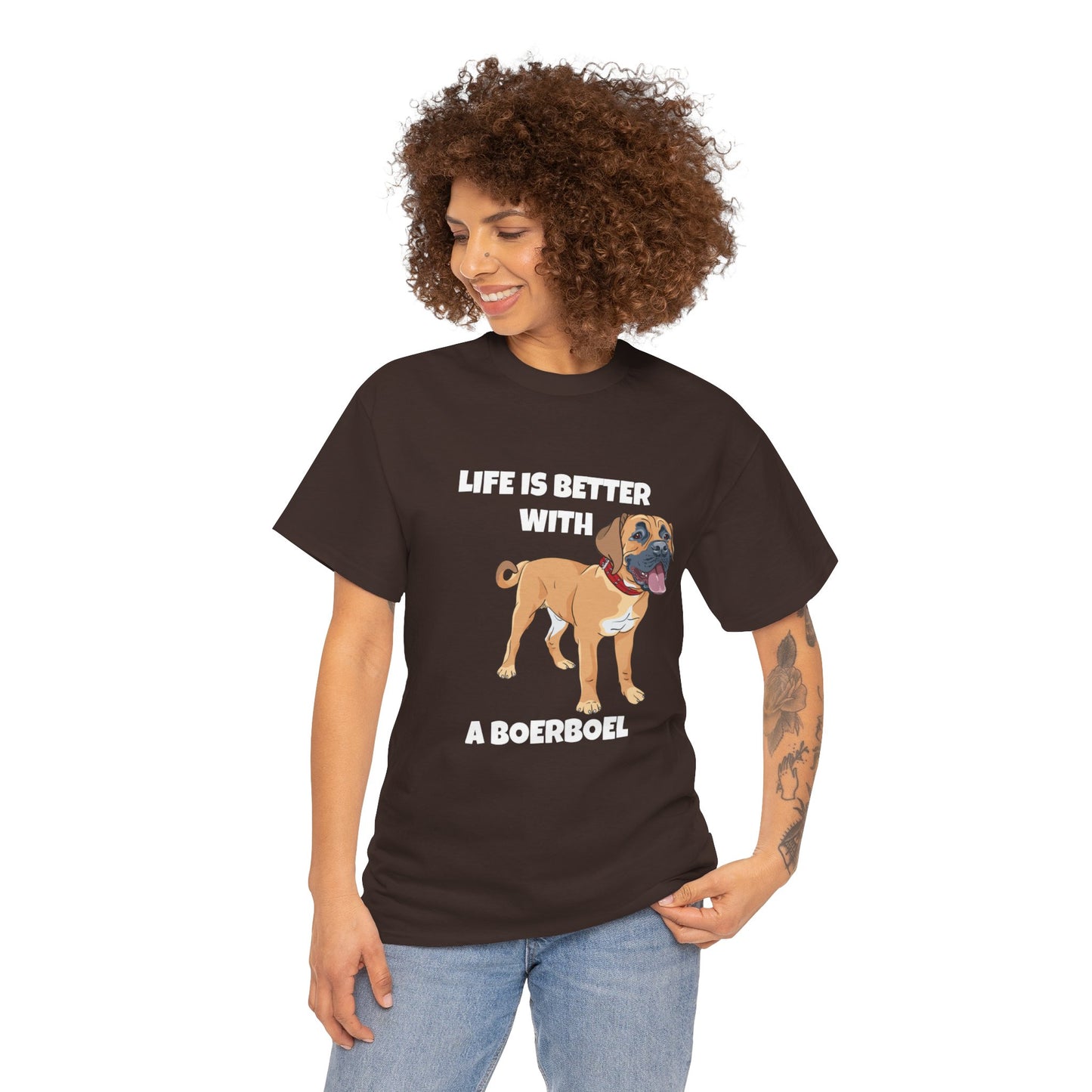 Boerboel, Boerboel Dog, Life is Better with a Boerboel, Dark Unisex Heavy Cotton Tee