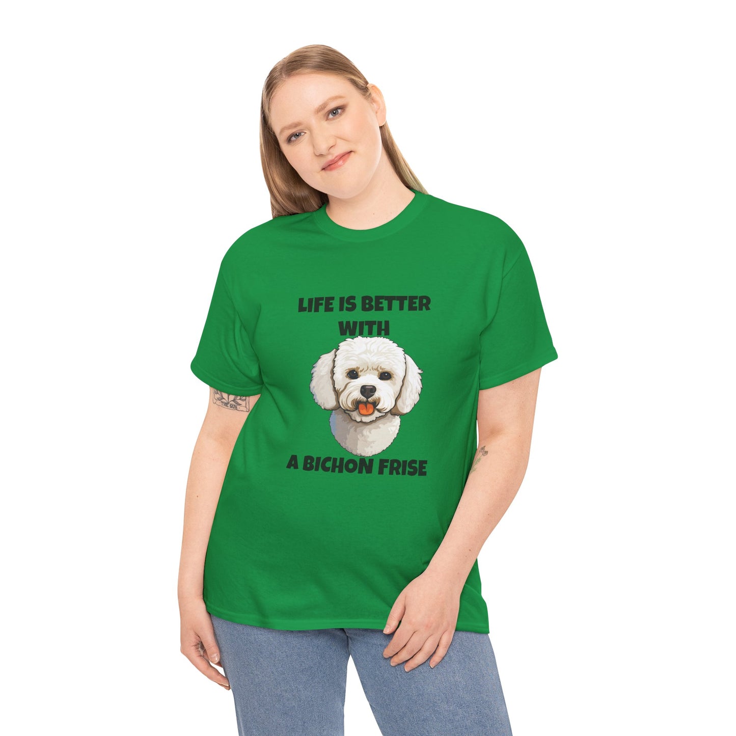 Bichon, Bichon Frise, Bichon Frise Dog, Life is Better with a Bichon Frise, Unisex Heavy Cotton Tee