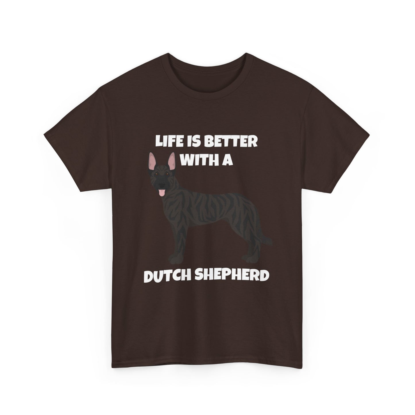 Dutch Shepherd Dog, Life is Better with a Dutch Shepherd, Dark Unisex Heavy Cotton Tee